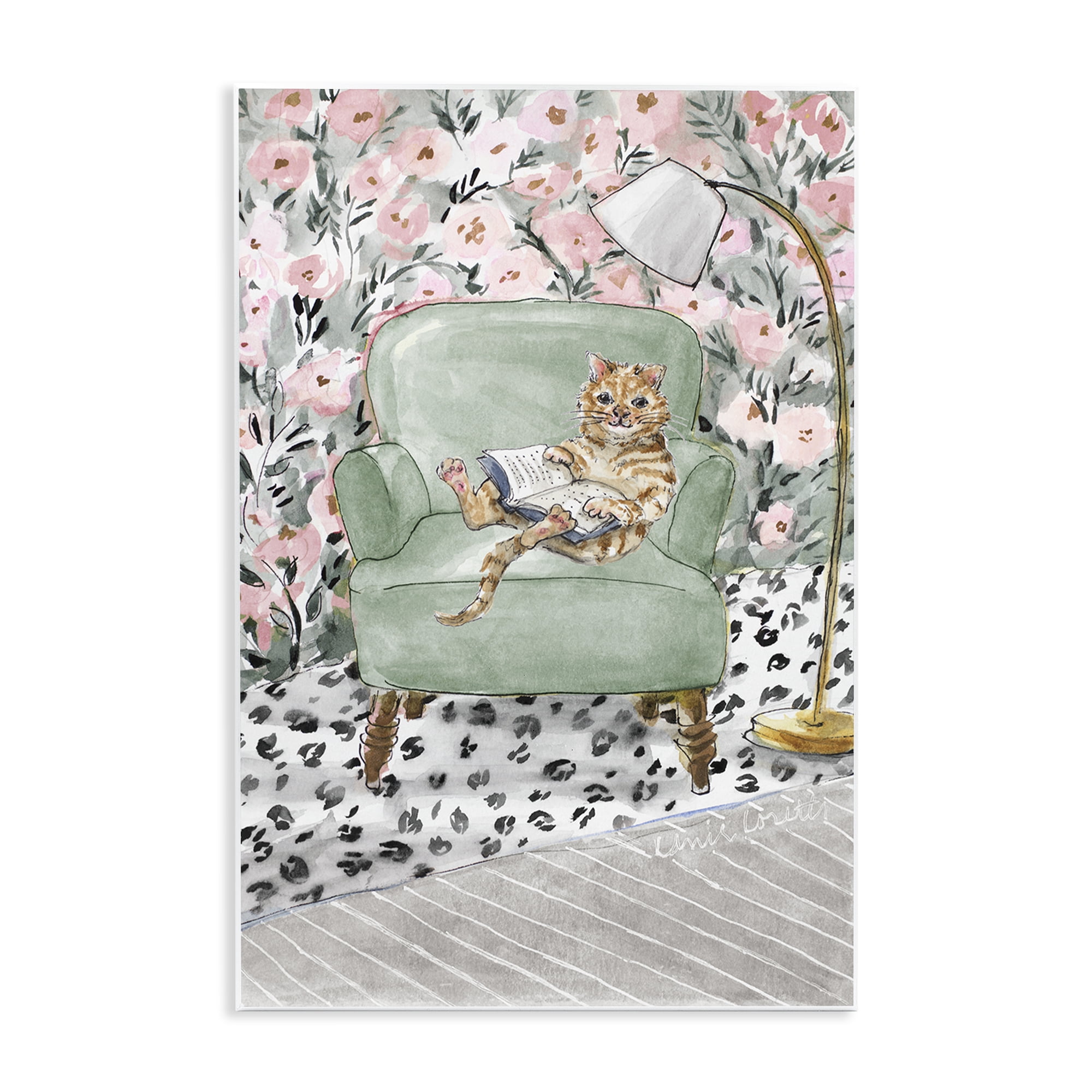 Stupell Industries Cozy Cat Reading Wall Plaque Art, design by Lanie Loreth