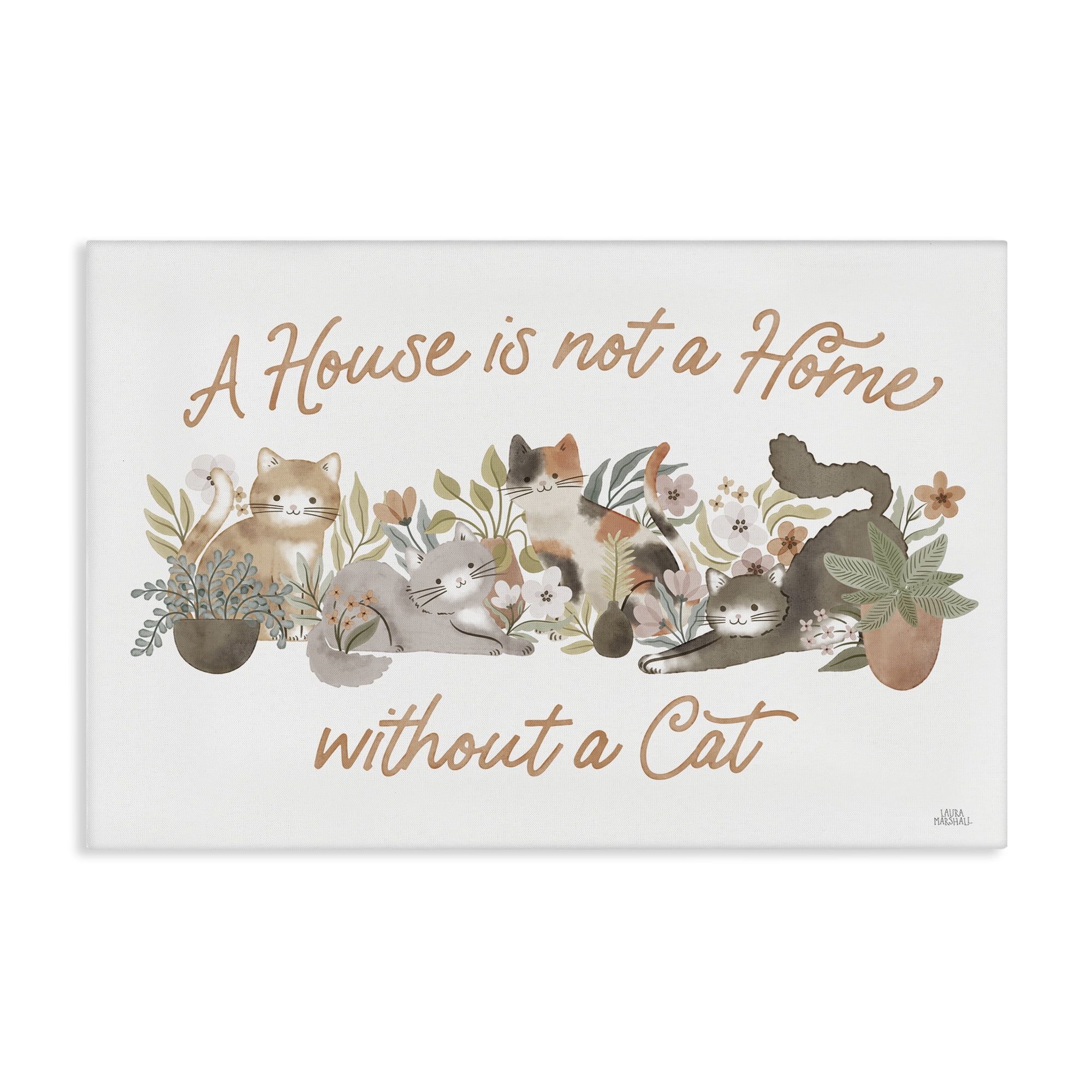 Stupell Industries Cozy Cats & Plants Phrase Animals & Insects Painting Gallery Wrapped Canvas Art Print Wall Art, 30 x 20