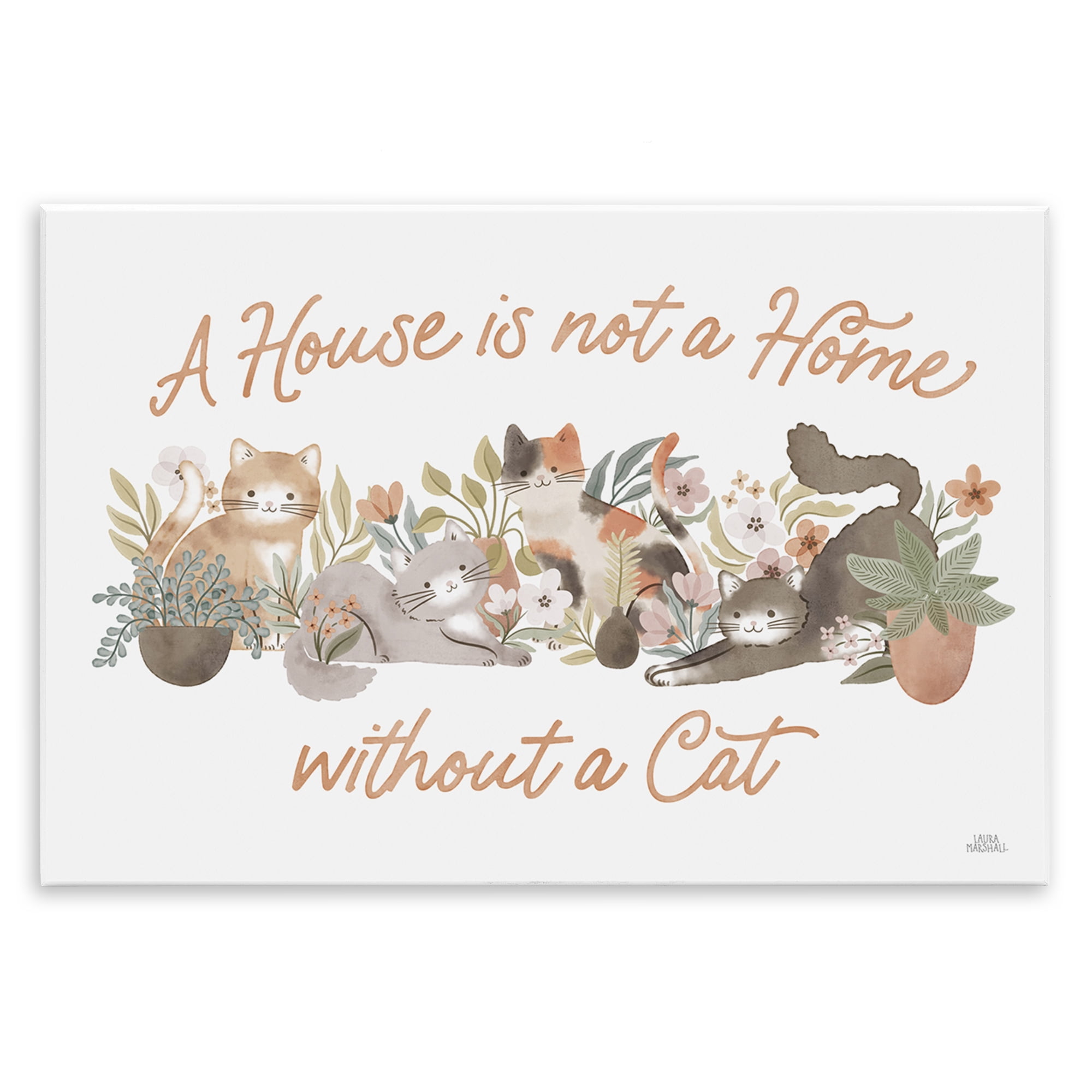 Stupell Industries Cozy Cats & Plants Phrase Animals & Insects Painting Unframed Art Print Wall Art, 19 x 13