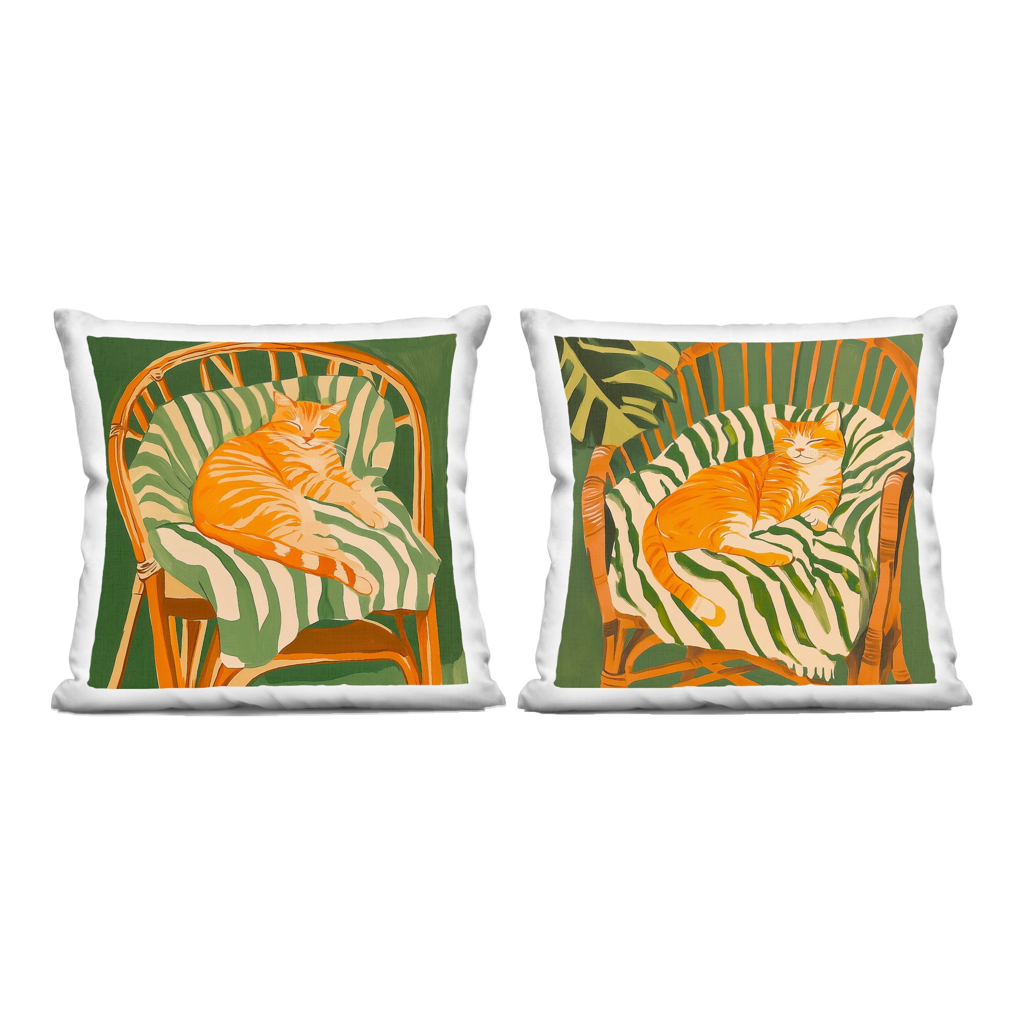Stupell Industries Cozy Cats in Rattan Chairs 2 Piece Decorative Printed Throw Pillow Set, design by Walker Noble