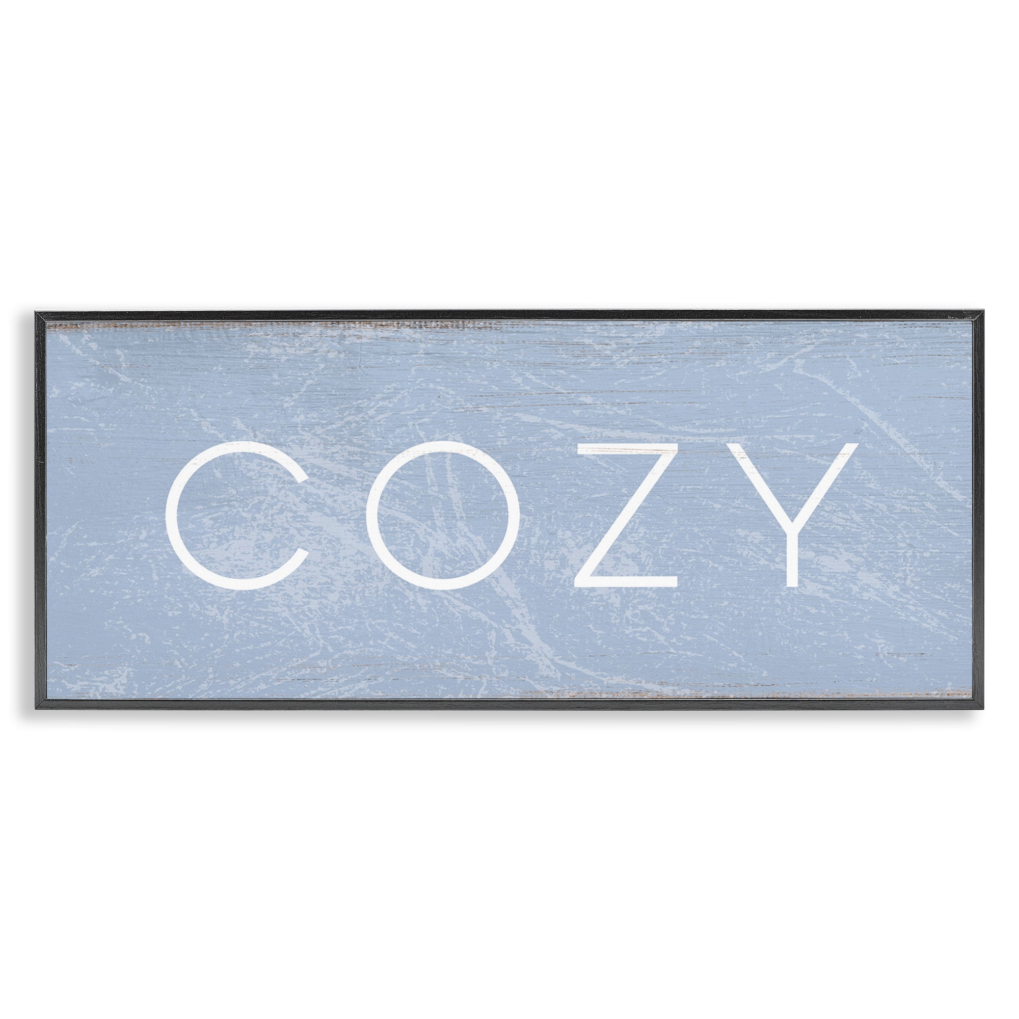 Stupell Industries Cozy Charming Distressed Phrase Typography Painting Black Framed Art Print Wall Art, 30 x 13