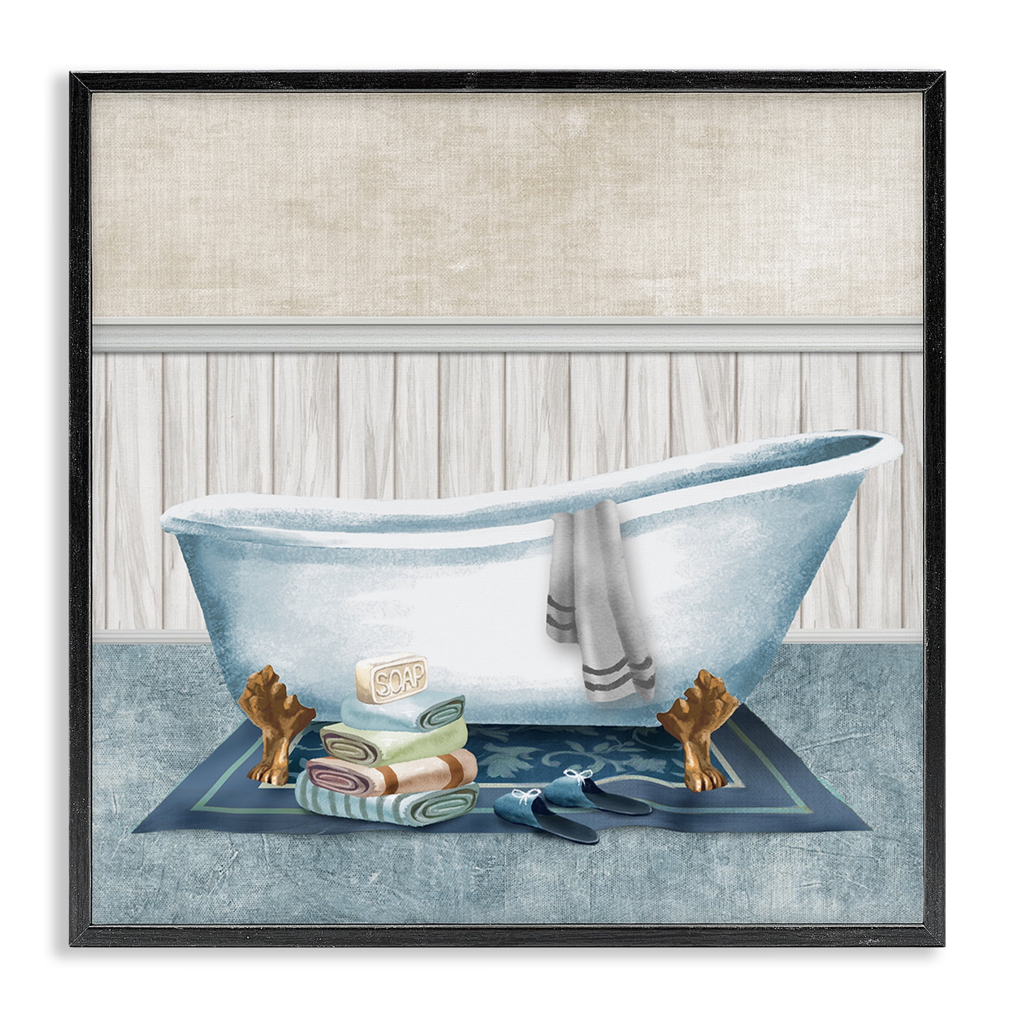 Stupell Industries Cozy Clawfoot Bathtub Spa Black Framed Giclee Art, design by Conrad Knutsen