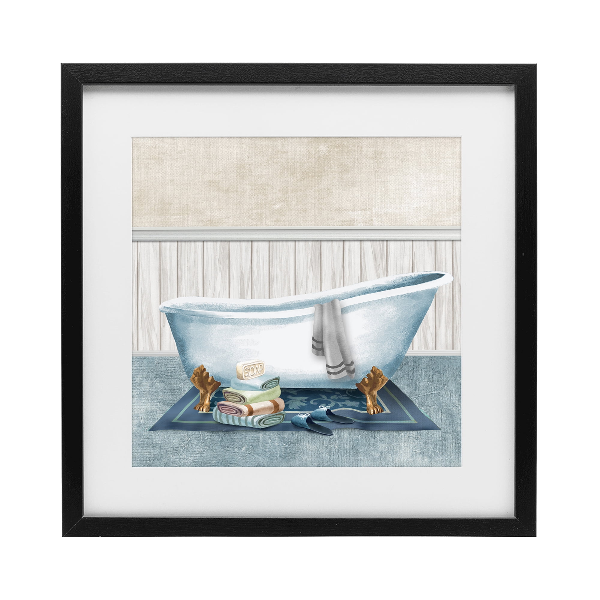 Stupell Industries Cozy Clawfoot Bathtub Spa Black Framed Print Under Glass, design by Conrad Knutsen