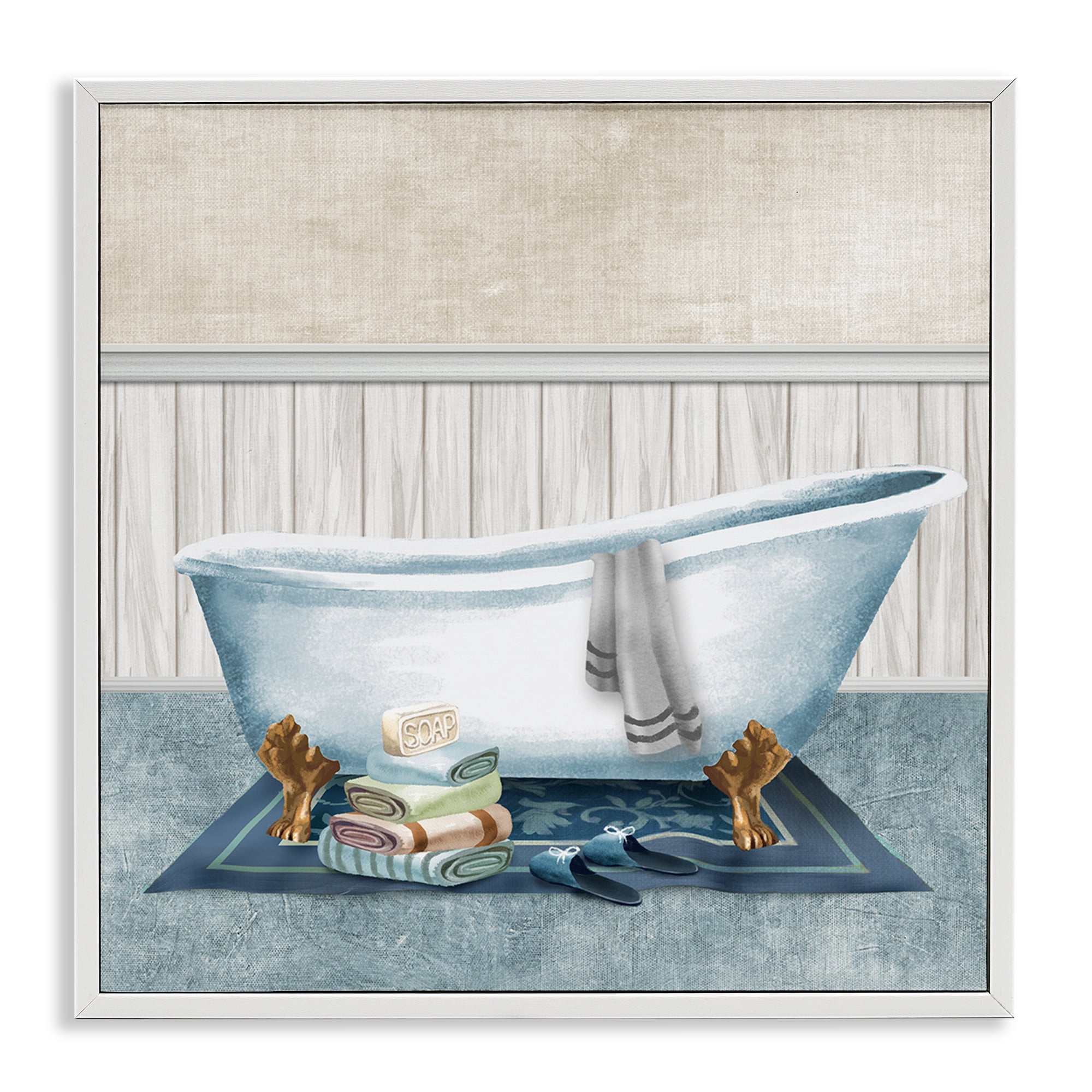 Stupell Industries Cozy Clawfoot Bathtub Spa White Framed Giclee Art, design by Conrad Knutsen