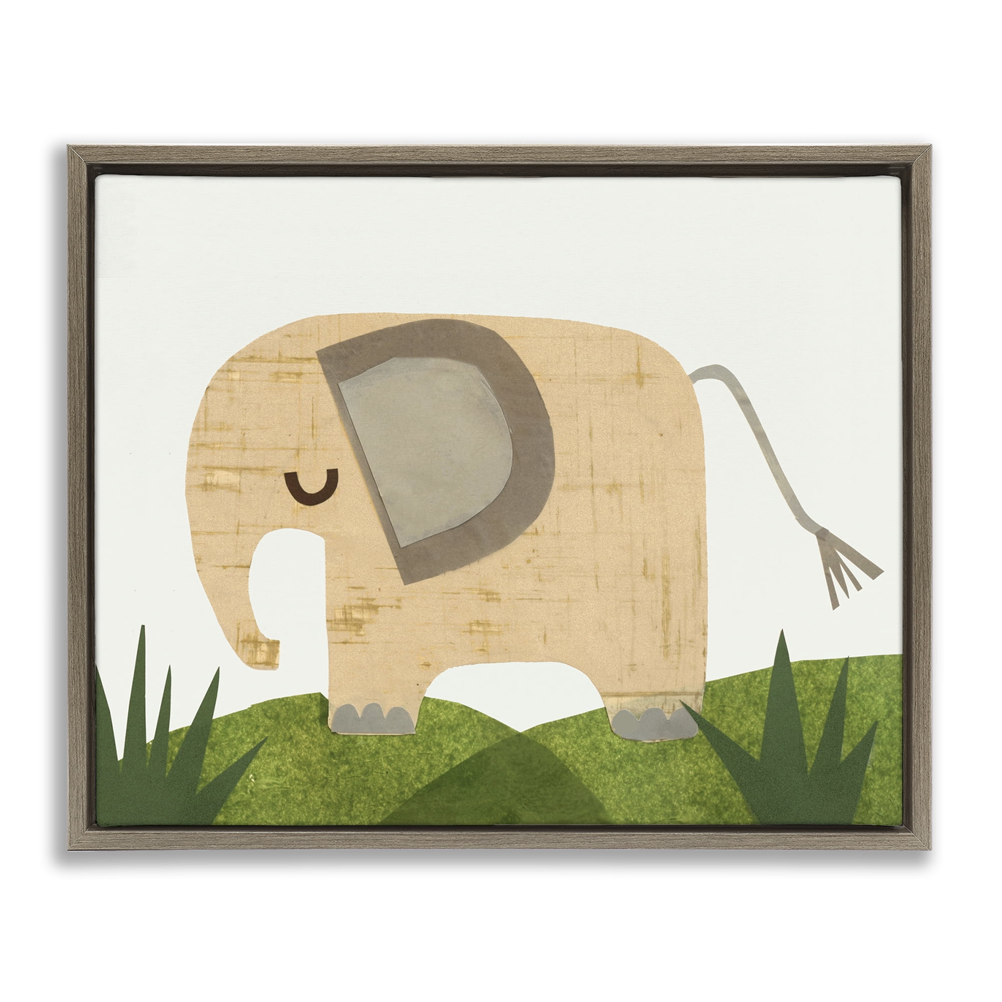 Stupell Industries Cozy Corner Elephant Animals & Insects Painting Brown Floater Framed Art Print Wall Art, 21 x 17