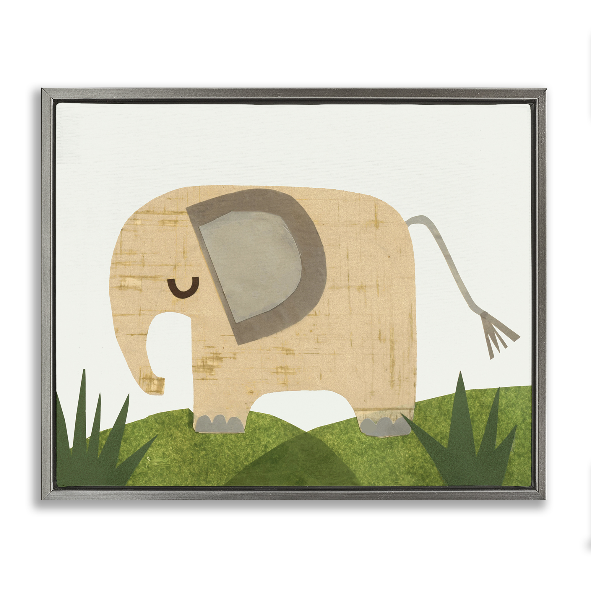 Stupell Industries Cozy Corner Elephant Animals & Insects Painting Gray Floater Framed Art Print Wall Art, 21 x 17