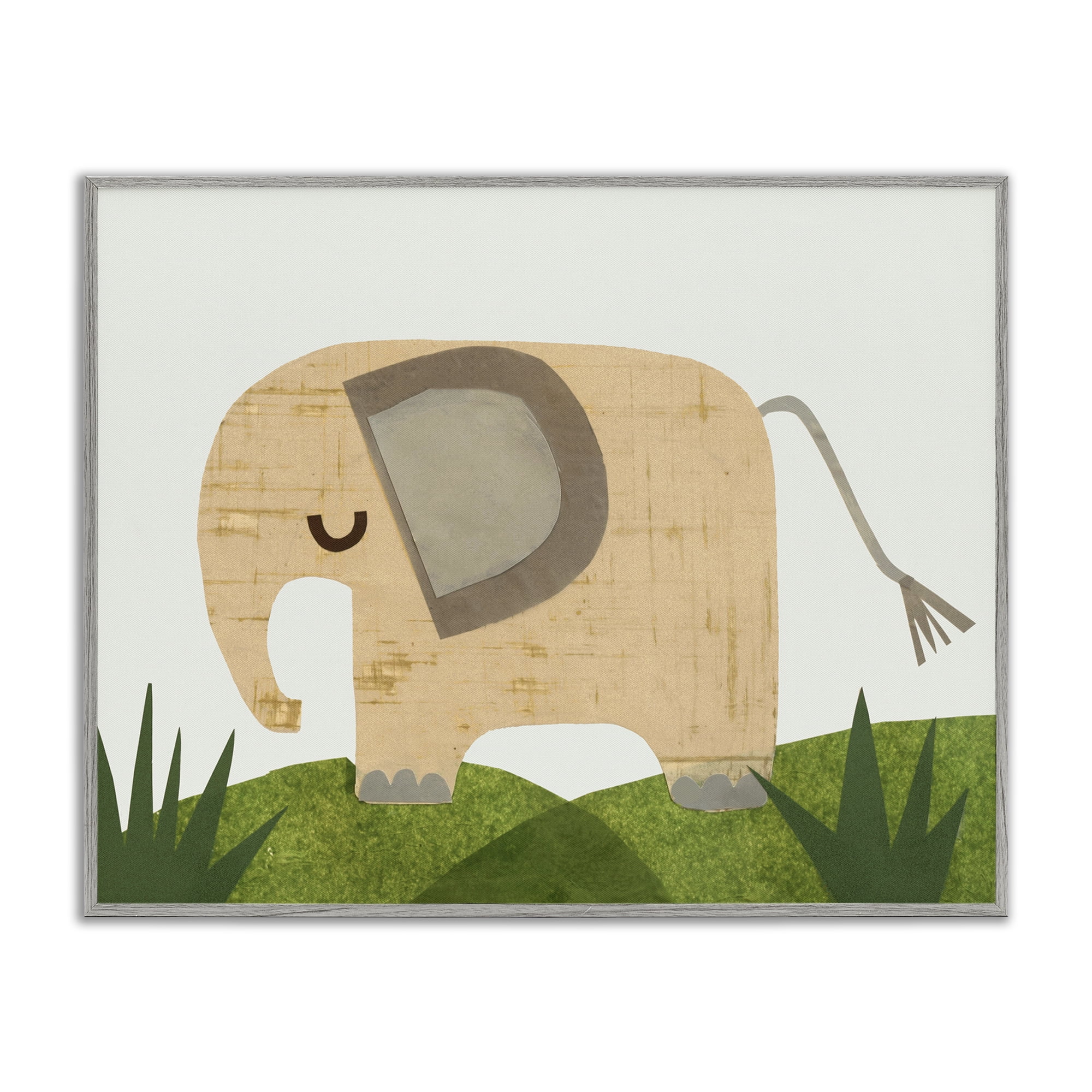 Stupell Industries Cozy Corner Elephant Animals & Insects Painting Gray Framed Art Print Wall Art, 20 x 16