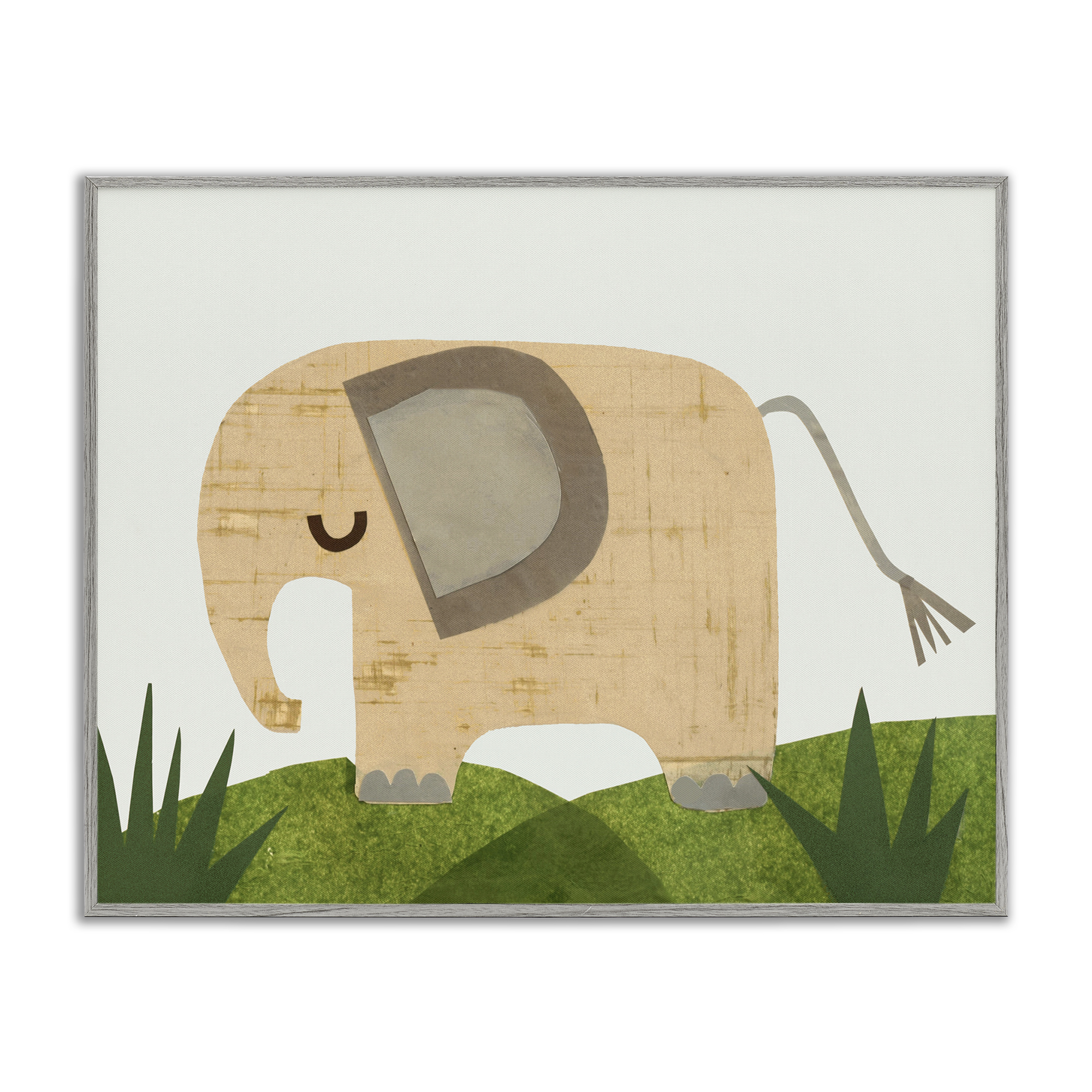 Stupell Industries Cozy Corner Elephant Animals & Insects Painting Gray Framed Art Print Wall Art, 30 x 24