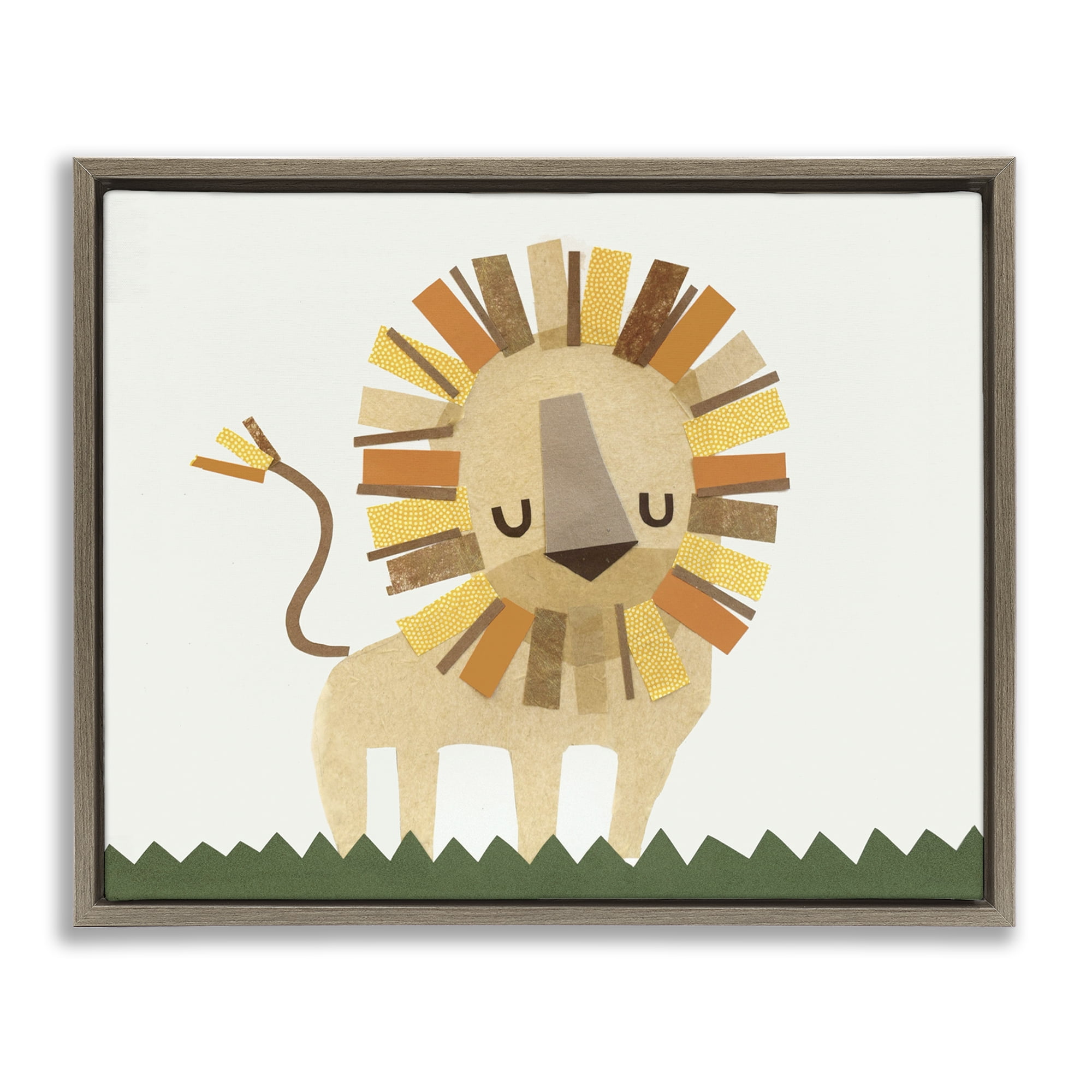 Stupell Industries Cozy Corner Lion Animals & Insects Painting Brown Floater Framed Art Print Wall Art, 21 x 17