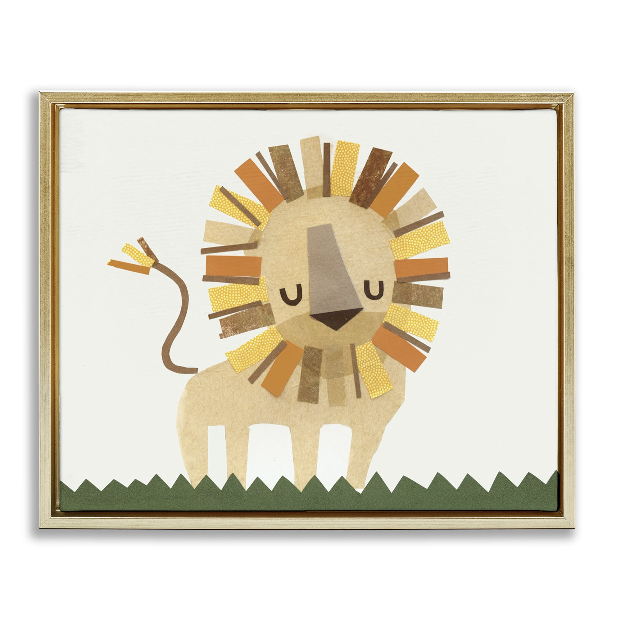 Stupell Industries Cozy Corner Lion Animals & Insects Painting Gold Floater Framed Art Print Wall Art, 21 x 17