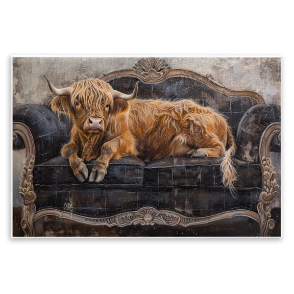 Stupell Industries Cozy Couch Highland Cow Wall Plaque Art, design by Tina LeCour