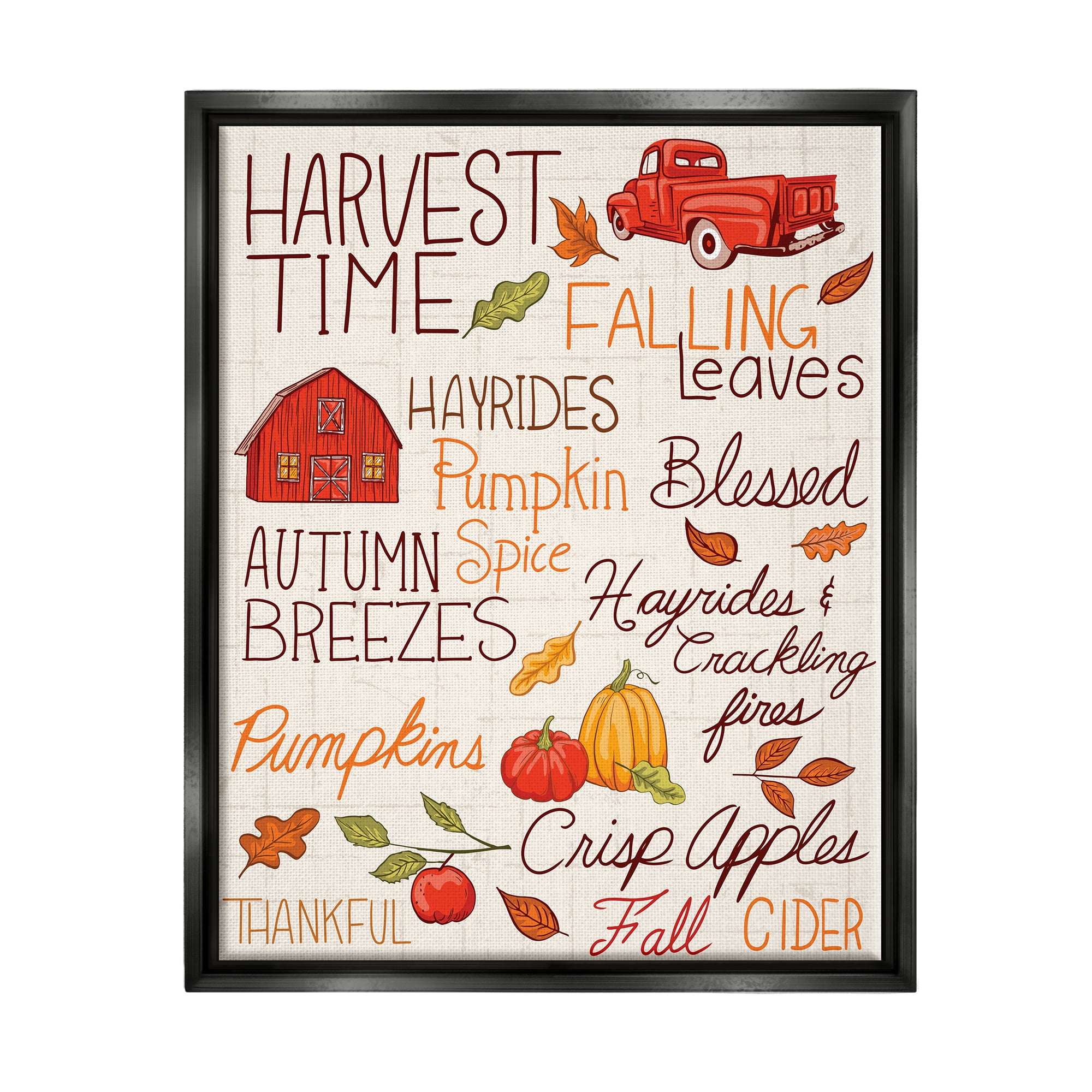 Stupell Industries Cozy Fall Activities Botanical & Floral Painting Black Floater Framed Canvas Art Print Wall Art, 17 x 21