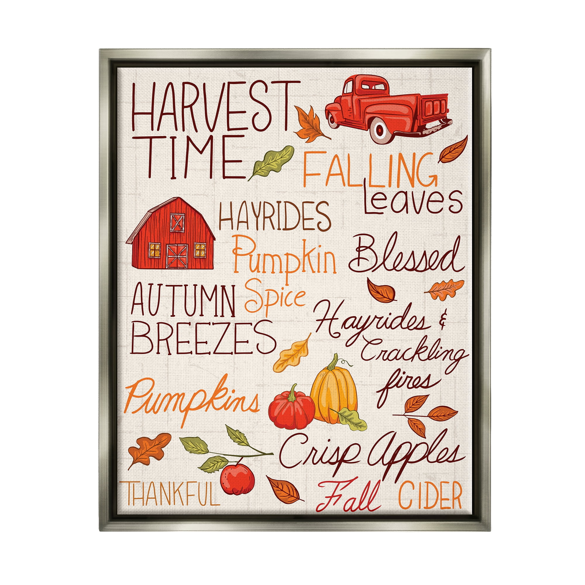 Stupell Industries Cozy Fall Activities Botanical & Floral Painting Gray Floater Framed Canvas Art Print Wall Art, 17 x 21