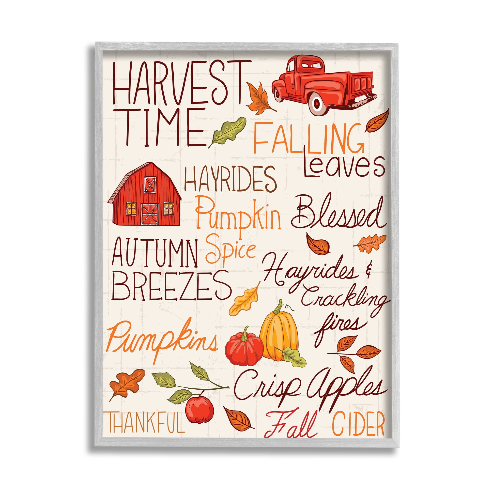 Stupell Industries Cozy Fall Activities Botanical & Floral Painting Gray Framed Art Print Wall Art, 24 x 30