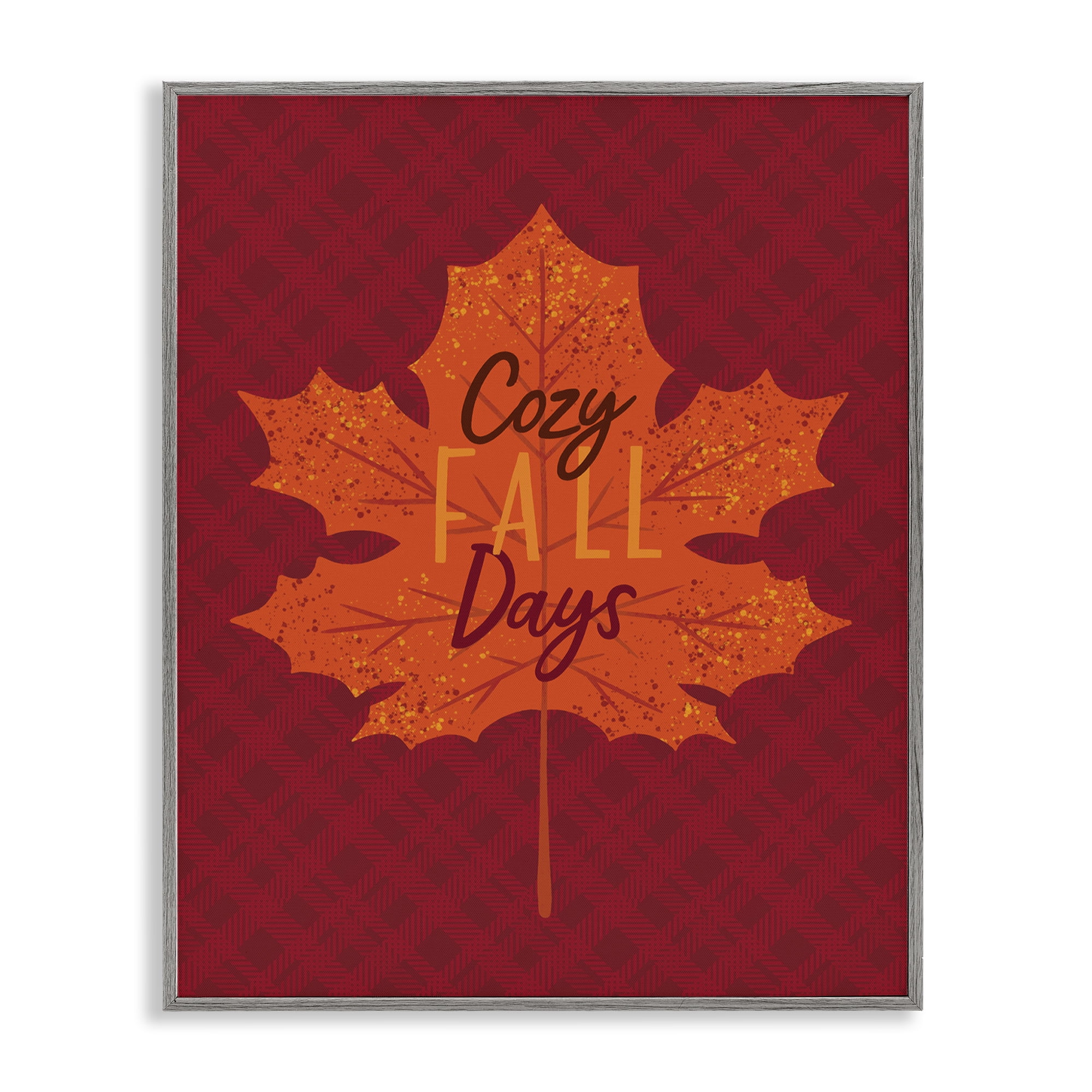 Stupell Industries Cozy Fall Days Leaf Holiday Painting Gray Framed Art Print Wall Art, 11 x 14