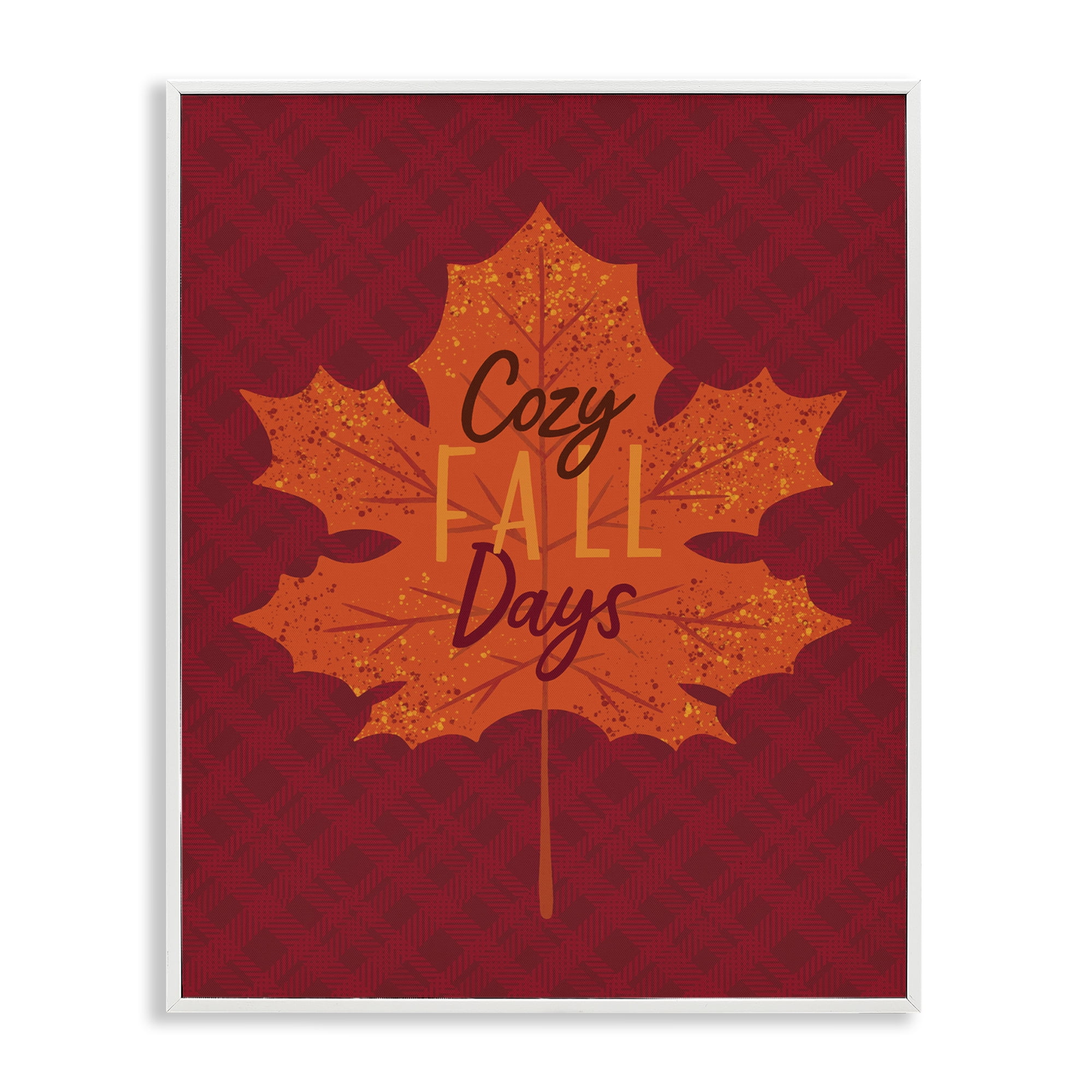 Stupell Industries Cozy Fall Days Leaf Holiday Painting White Framed Art Print Wall Art, 16 x 20