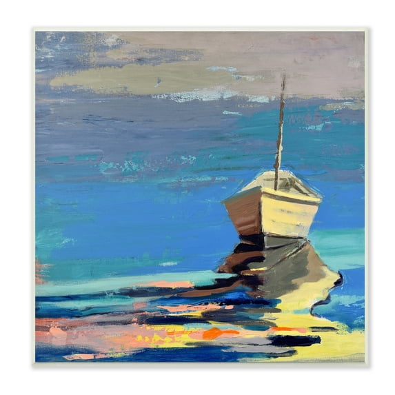 Stupell Industries Cozy Fishing Boat Impressionist Sunset Painting,12 x 12, Design by Beth A. Forst