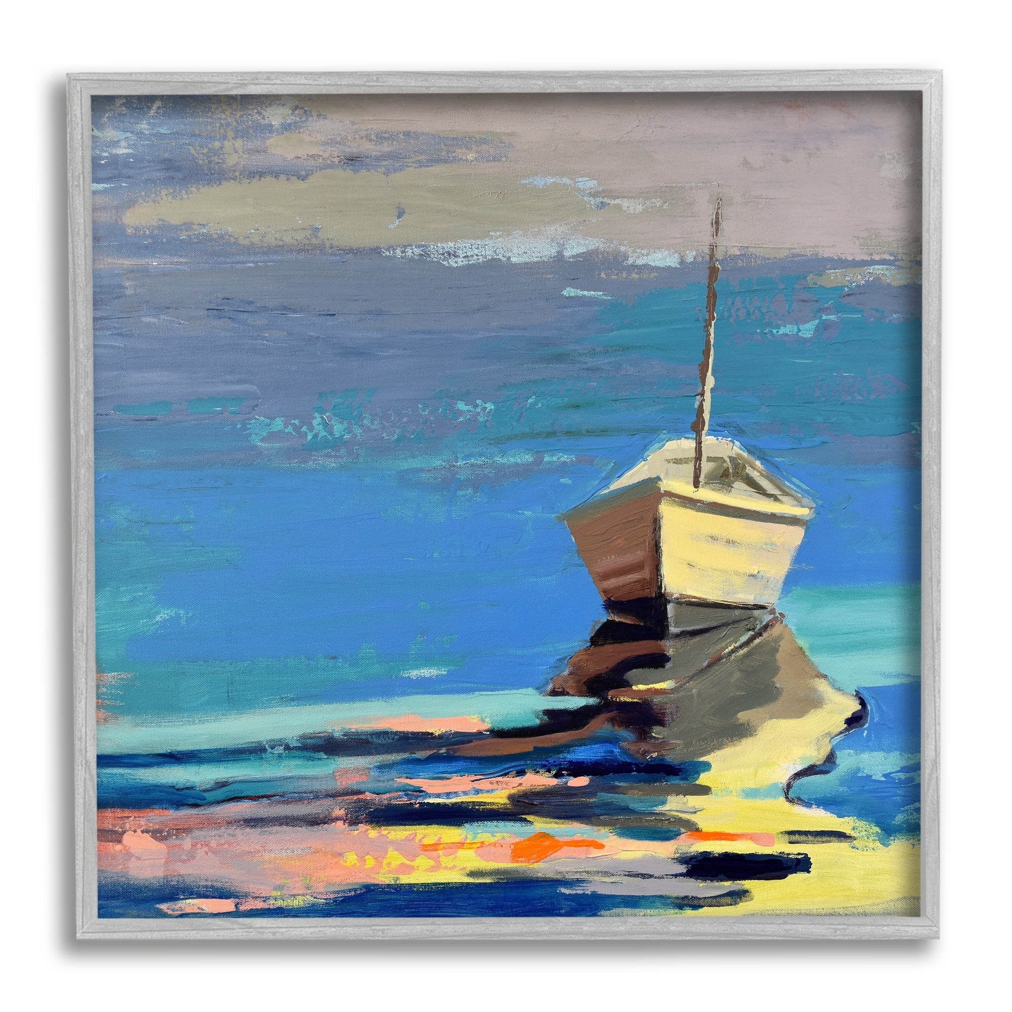 Stupell Industries Cozy Fishing Boat Impressionist Sunset Painting,12 x 12, Design by Beth A. Forst