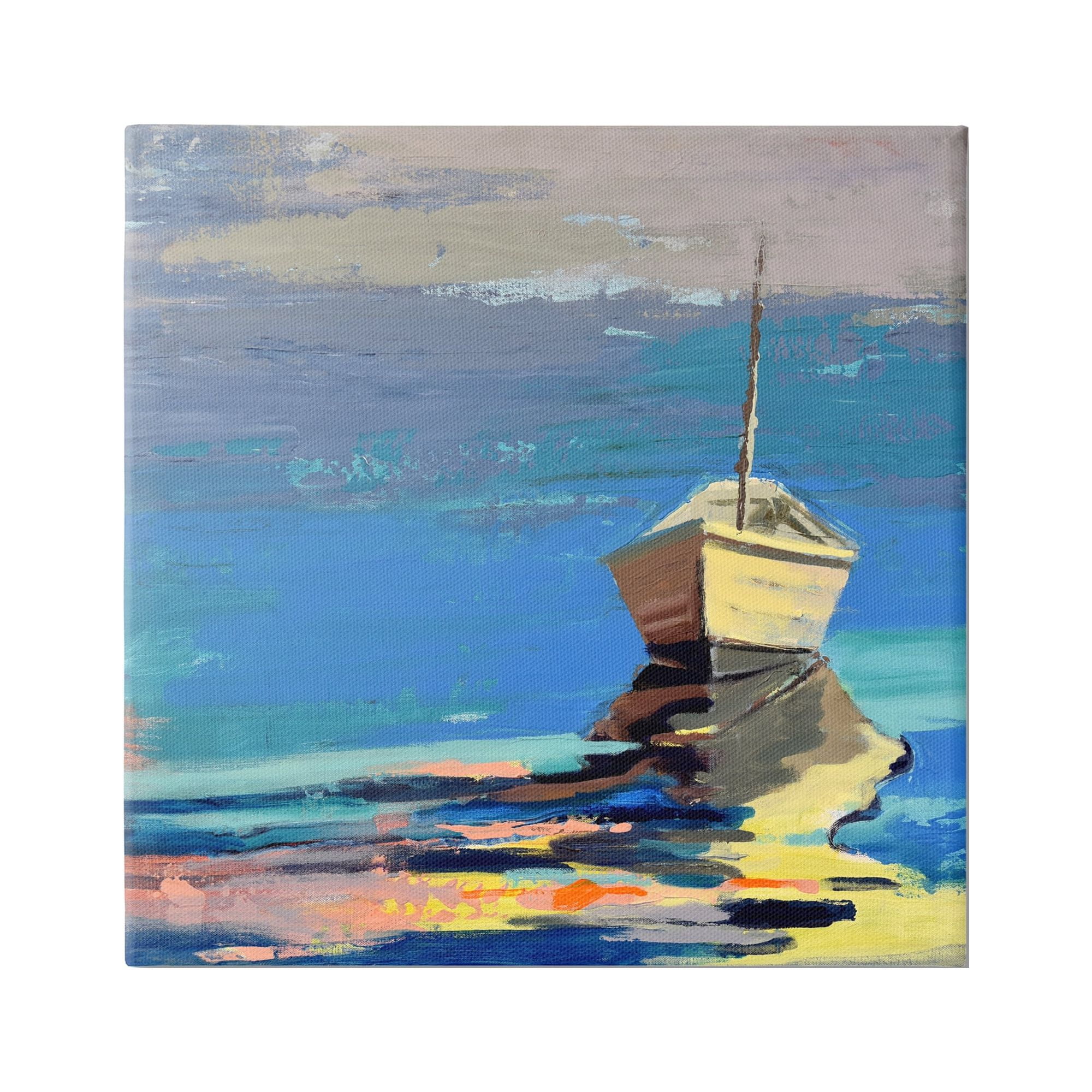 Stupell Industries Cozy Fishing Boat Impressionist Sunset Painting,36 x 36, Design by Beth A. Forst