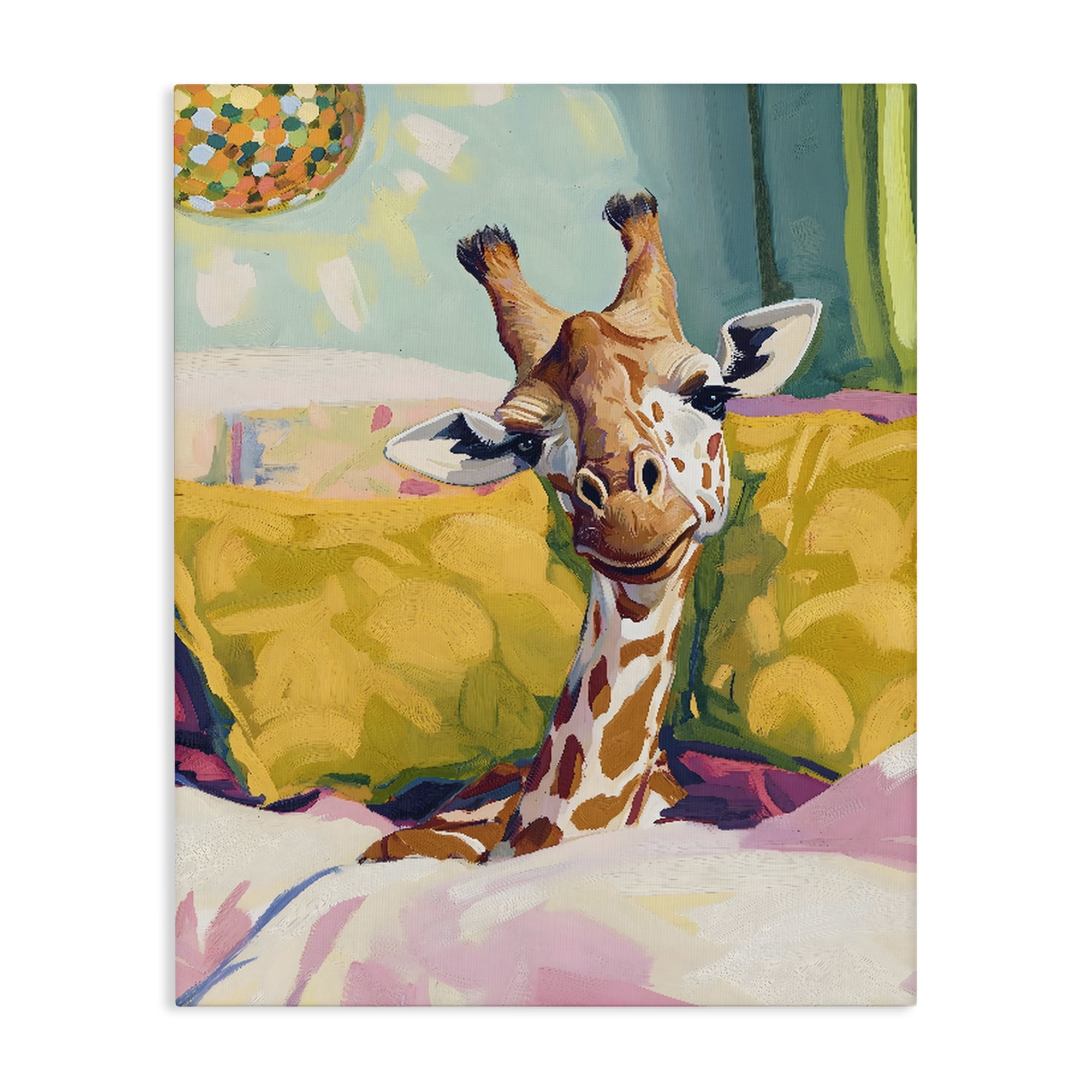Stupell Industries Cozy Giraffe in Bed Canvas Wall Art, design by The Prints Vibe