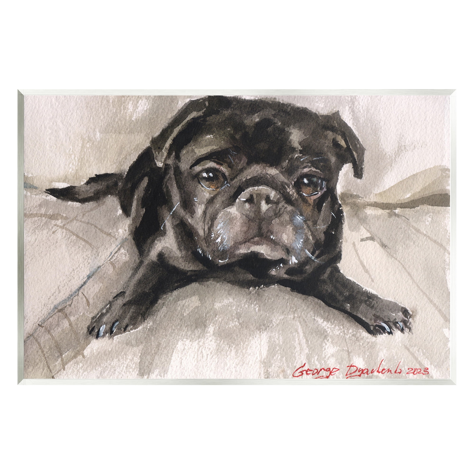 Stupell Industries Cozy Pug Relaxing Animals & Insects Painting Unframed Art Print Wall Art, 19 x 13