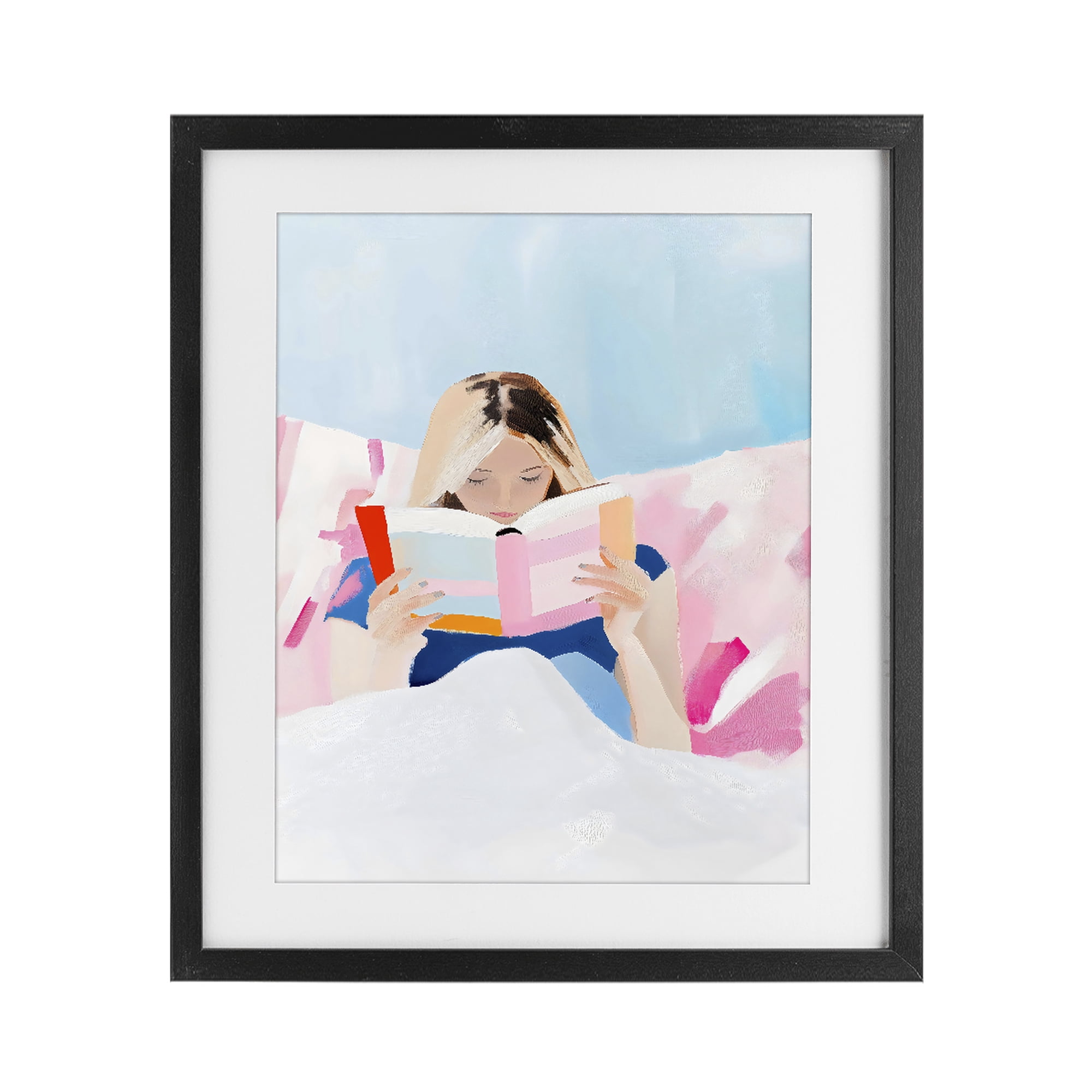 Stupell Industries Cozy Reading In Bed Black Framed Print Under Glass, design by The Prints Vibe