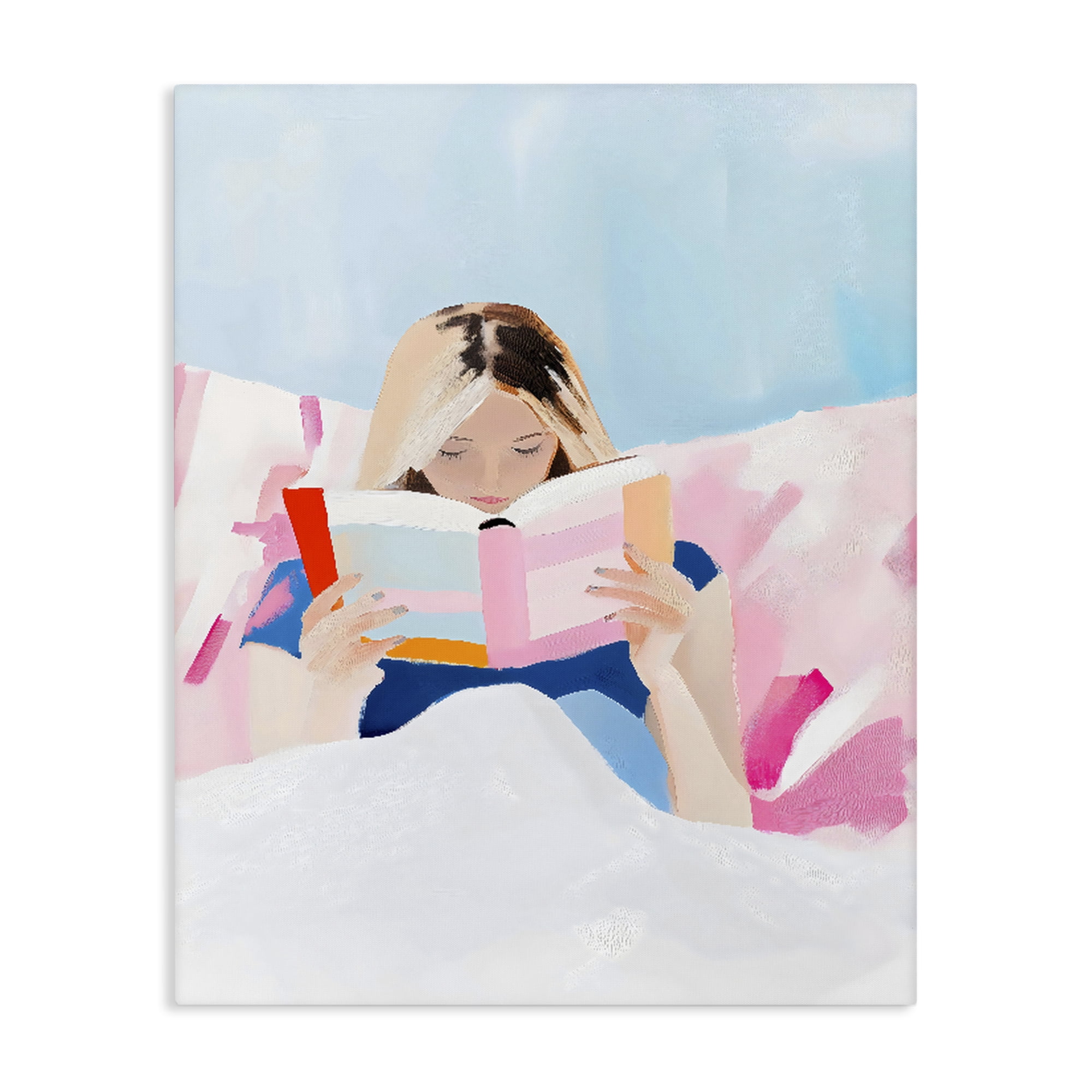 Stupell Industries Cozy Reading In Bed Canvas Wall Art, design by The Prints Vibe