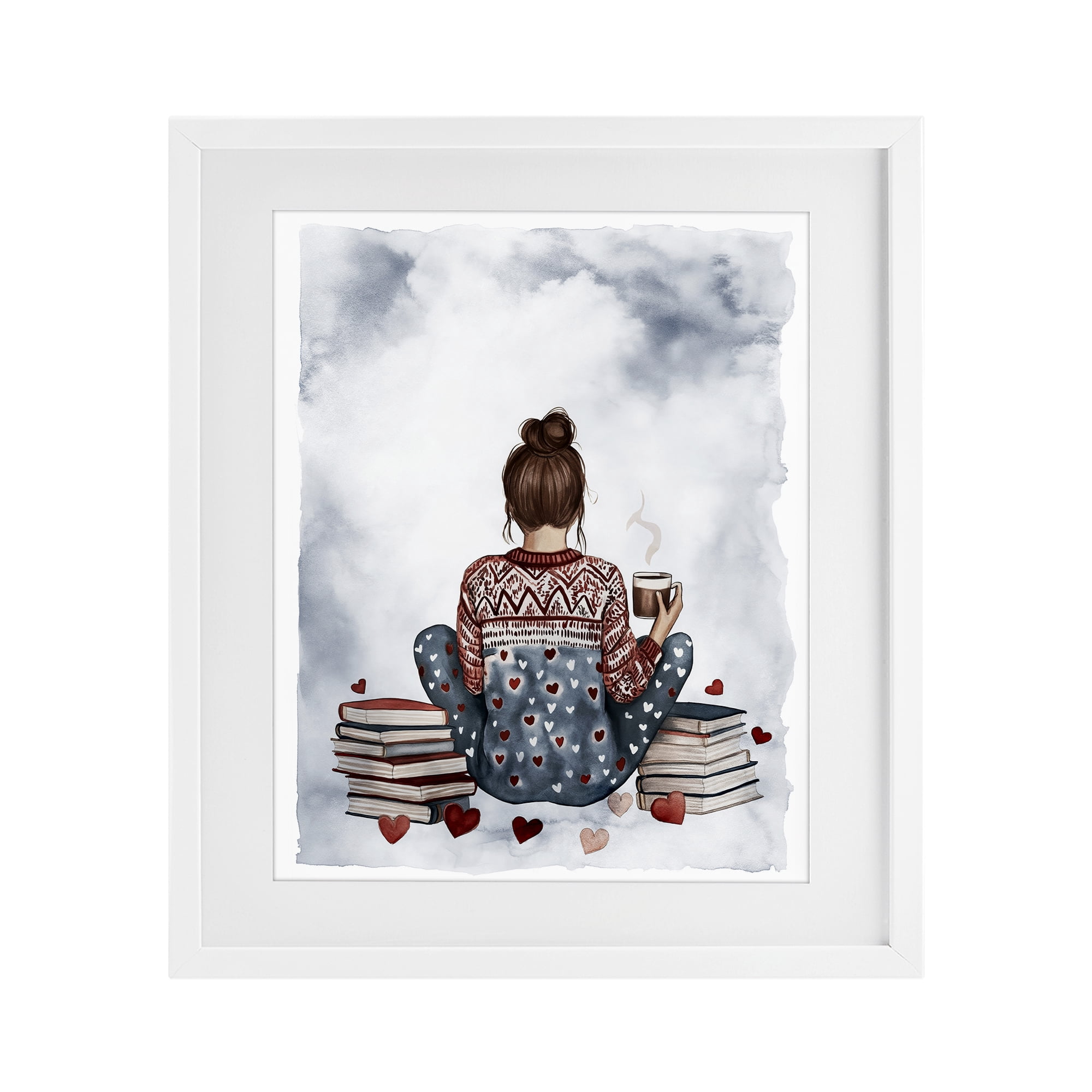 Stupell Industries Cozy Ritual Reader White Framed Print Under Glass, design by Svetlana Aleynikova