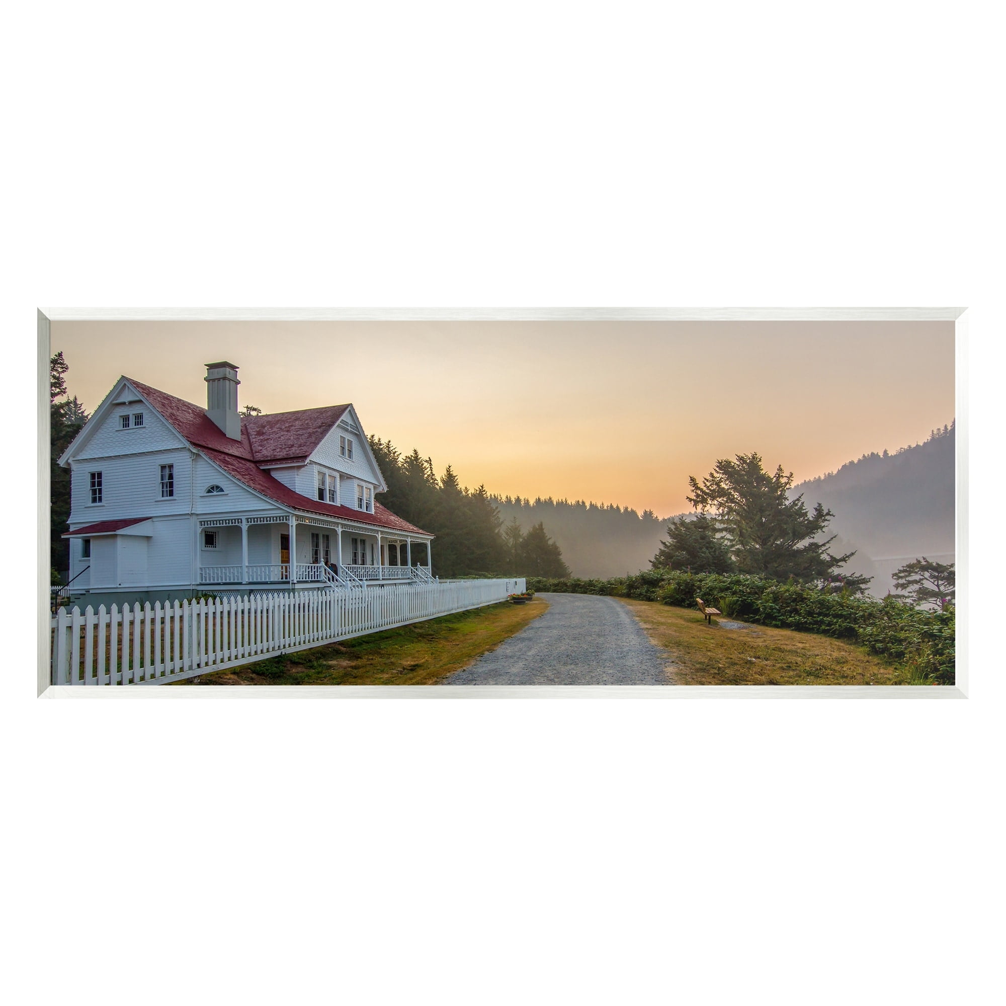 Stupell Industries Cozy Rural Country House Warm Mountain Sunset ...