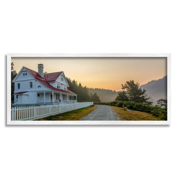 Stupell Industries Cozy Rural Country House Warm Mountain Sunset Photograph White Framed Art Print Wall Art, Design by Jeff Poe