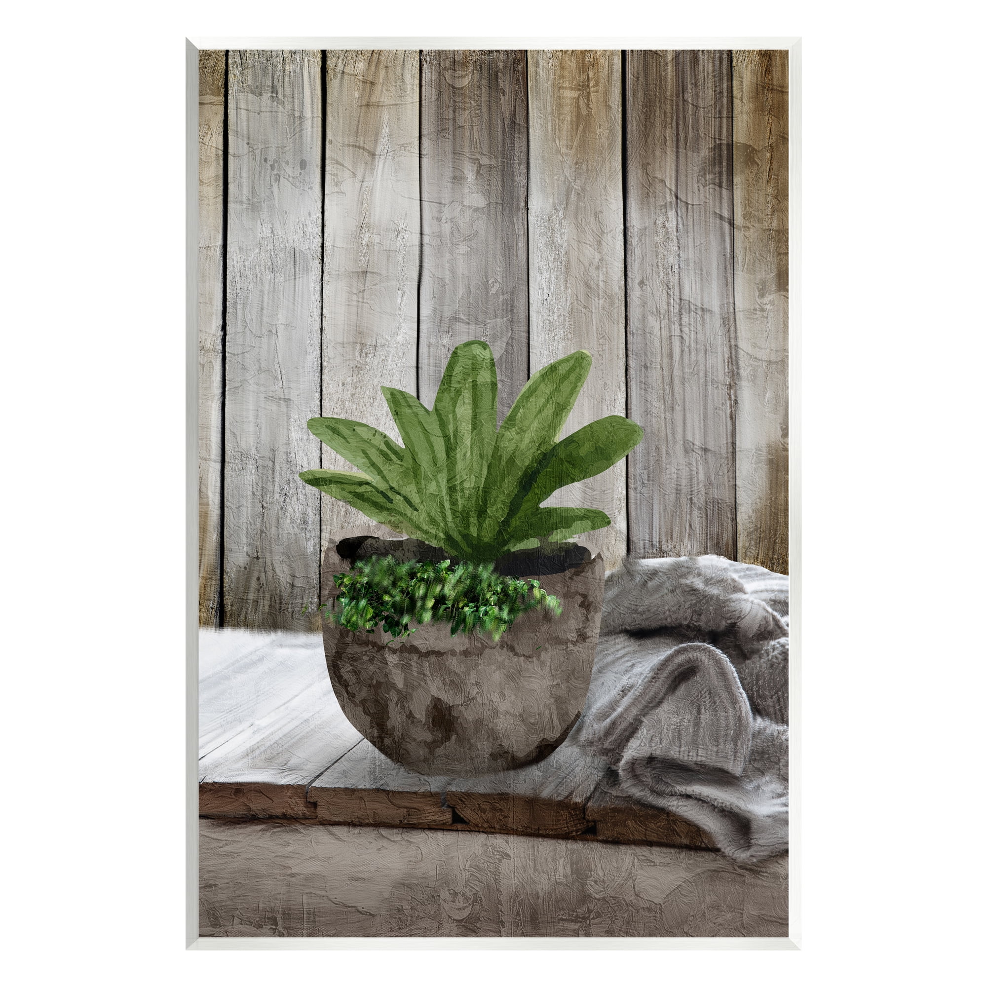 Stupell Industries Cozy Rustic Potted Plant Botanical & Floral Painting Unframed Art Print Wall Art, 13 x 19