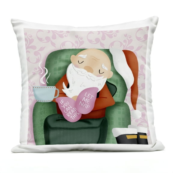 Stupell Industries Cozy Sleeping Santa Claus Design by Sarah Hickman Outdoor Printed Pillow