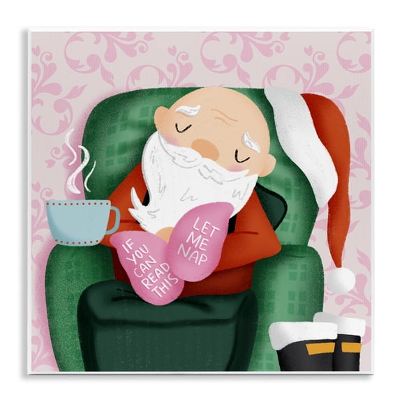Stupell Industries Cozy Sleeping Santa Claus People Painting Unframed Art Print Wall Art, 12 x 12