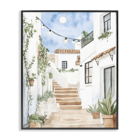 Stupell Industries Coastal Cozy Street Architecture Black Framed Giclee Art, 11 x 14, by Svetlana Aleynikova