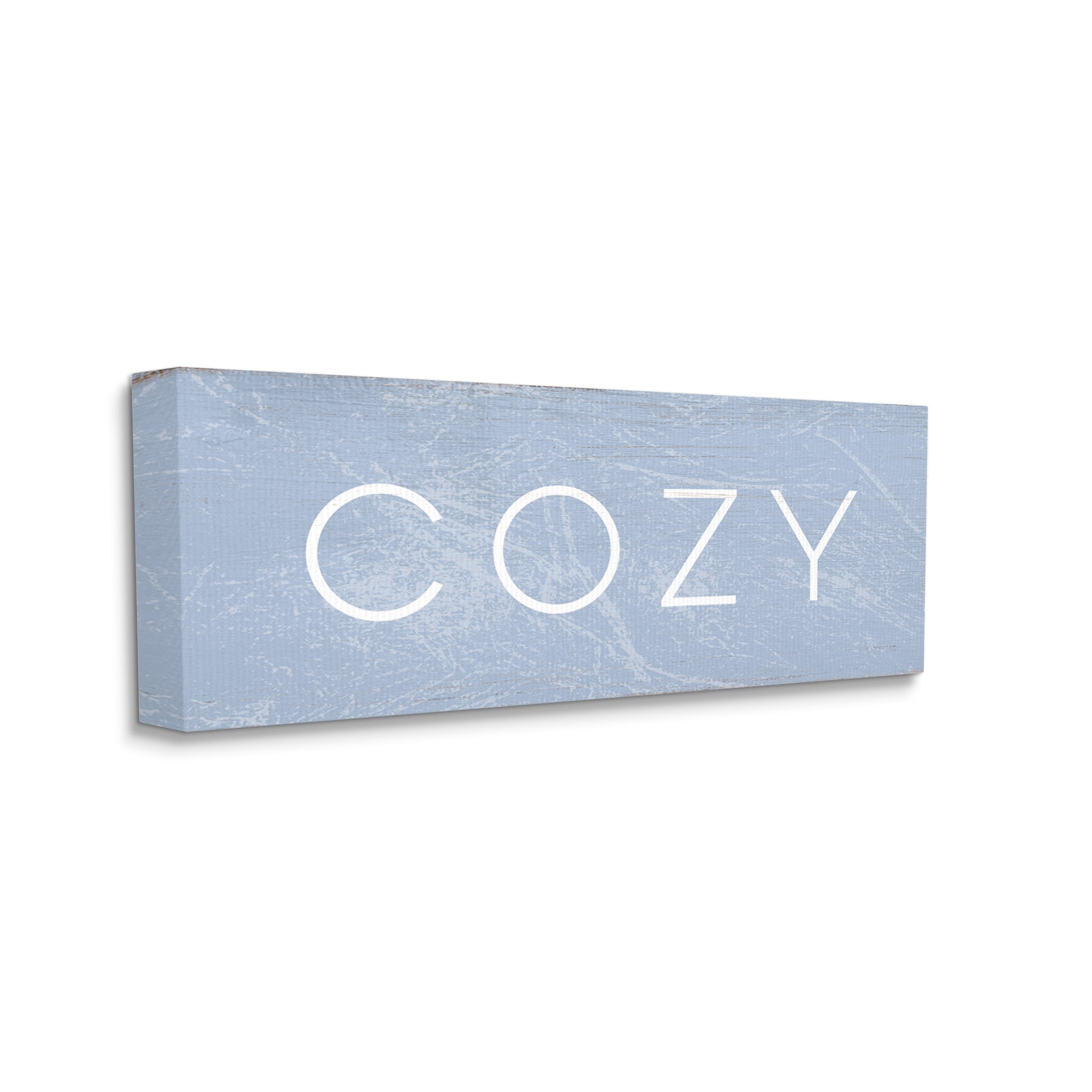 Stupell Industries Cozy Text Charming Distressed Blue Paint Canvas Wall Art by Daphne Polselli