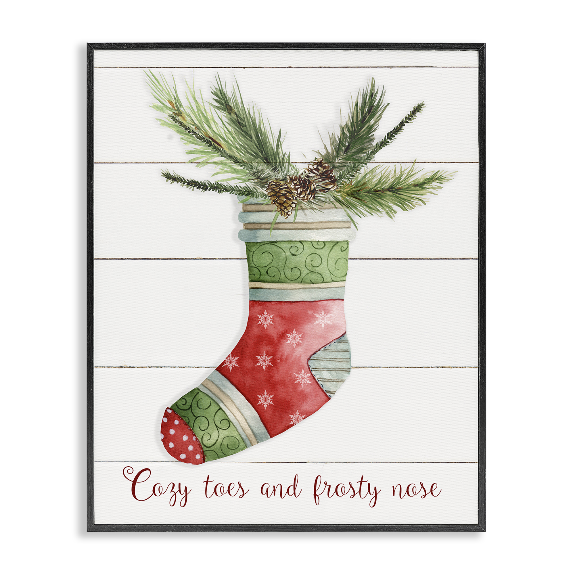 Stupell Industries Cozy Toes & Frosty Nose Holiday Painting Black Framed Art Prints Wall Art, 16 x 20