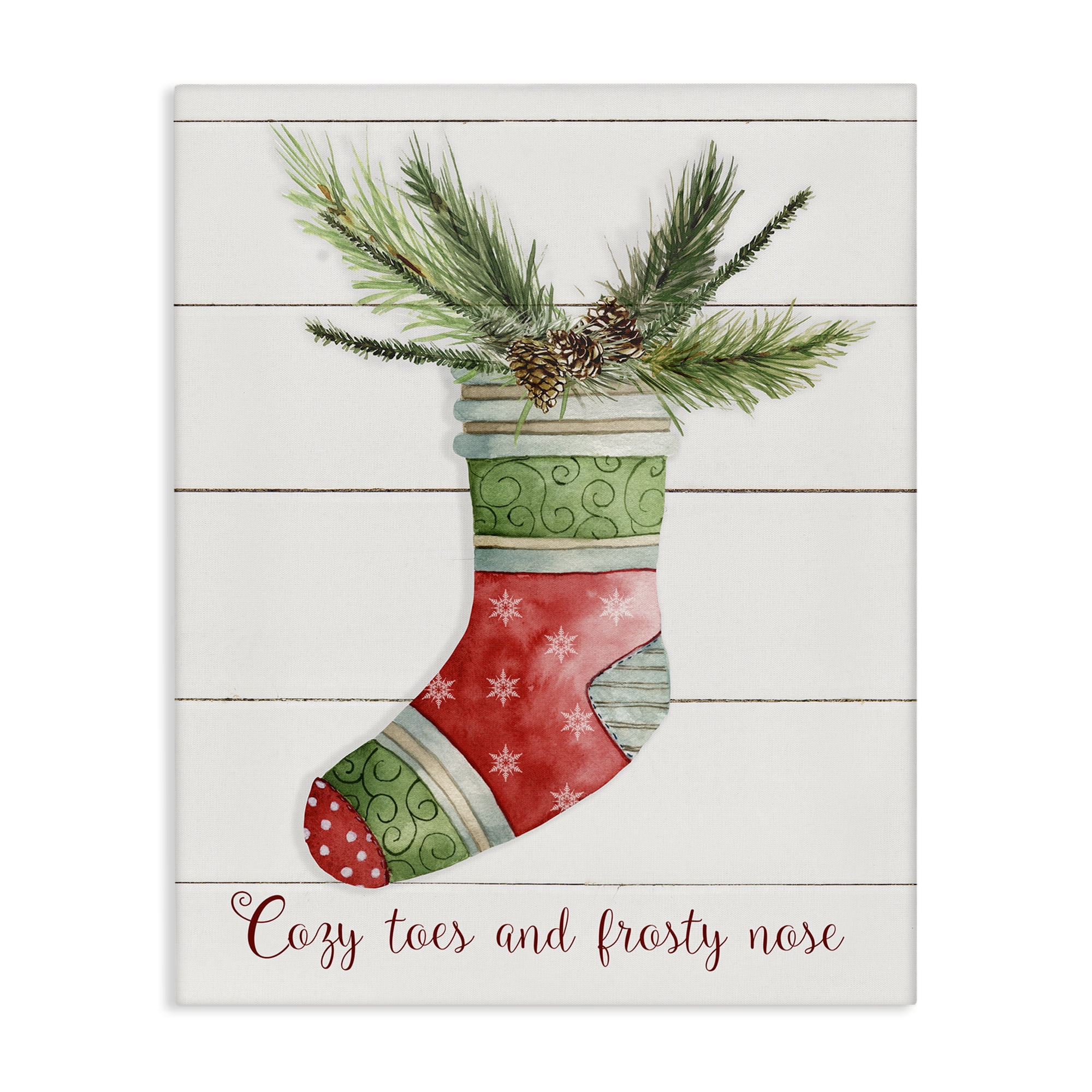 Stupell Industries Cozy Toes & Frosty Nose Holiday Painting Gallery Wrapped Canvas Art Prints Wall Art, 36 x 48
