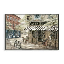 Stupell Industries Cozy Town Antiques Shop Scenic & Cityscapes Painting Black Framed Art Print Wall Art, 18 x 12