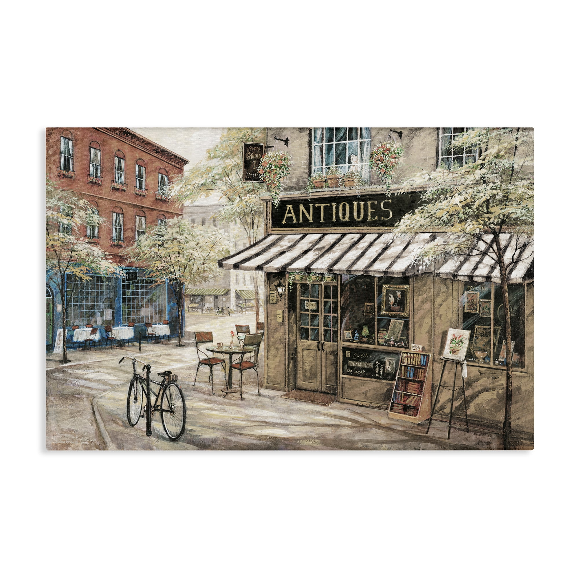 Stupell Industries Cozy Town Antiques Shop Scenic & Cityscapes Painting Wrapped Canvas Art Print Wall Art, 30 x 20