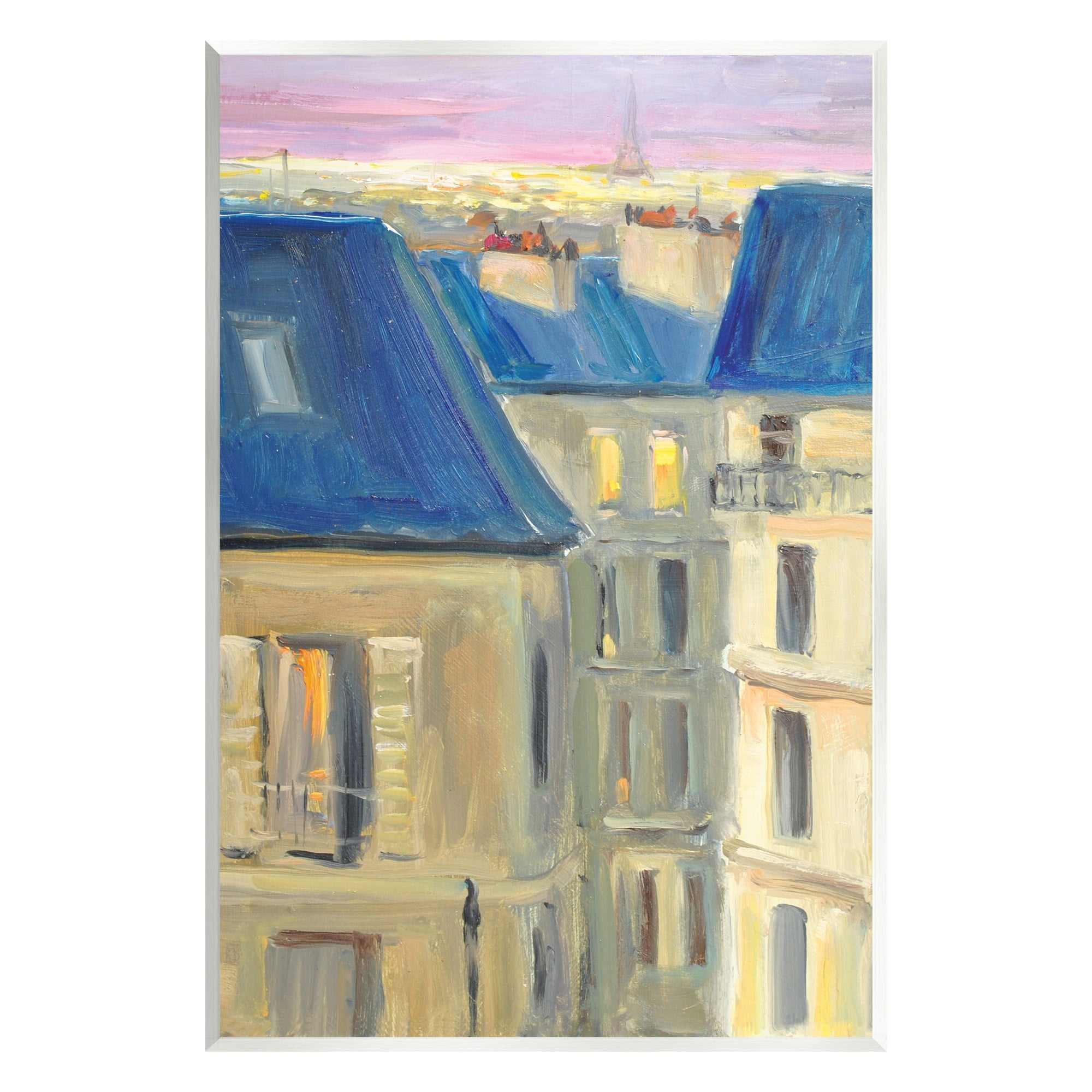 Stupell Industries Cozy Urban City Neighborhood Pink Sunset Sky Painting Unframed Art Print Wall Art, Design by JG Studios
