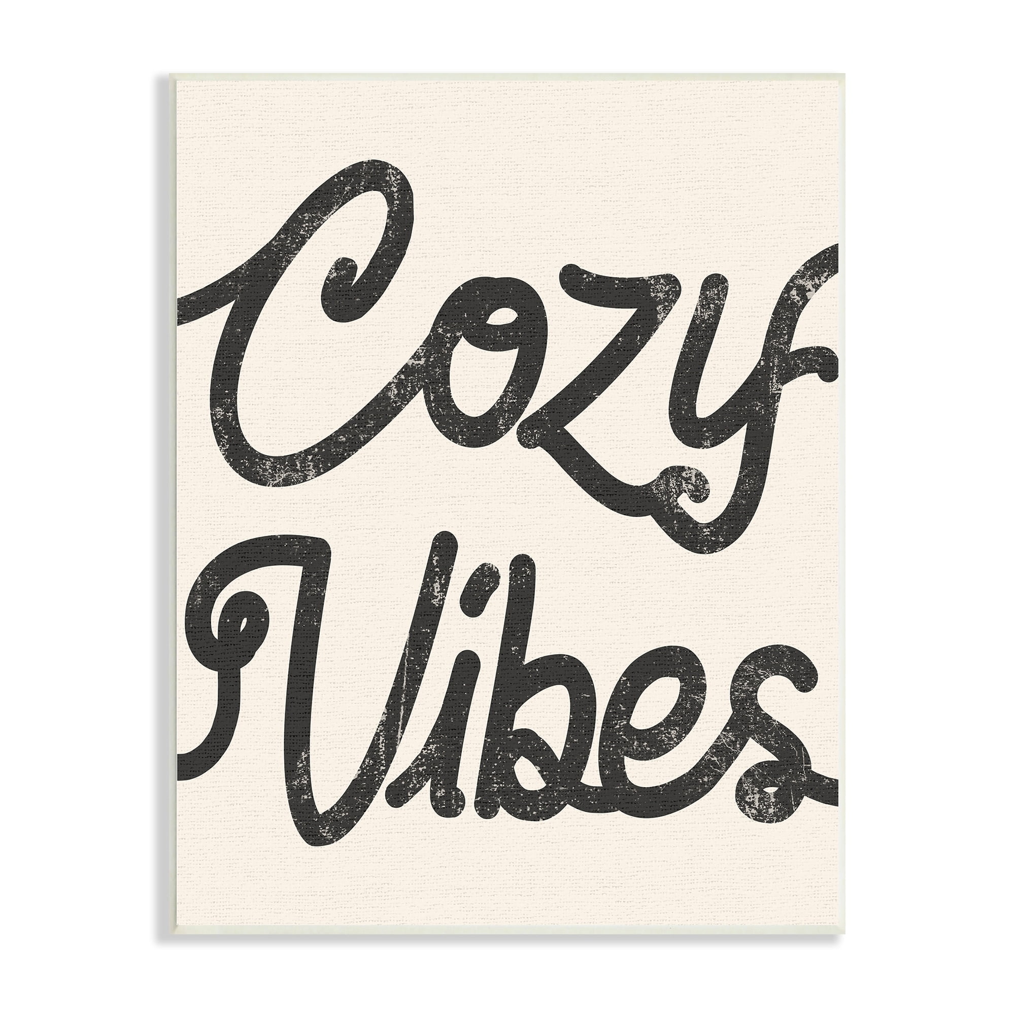 Stupell Industries Cozy Vibes Retro Vintage Typography Phrase Wood Wall Art, 10 x 15, Design by Lil' Rue