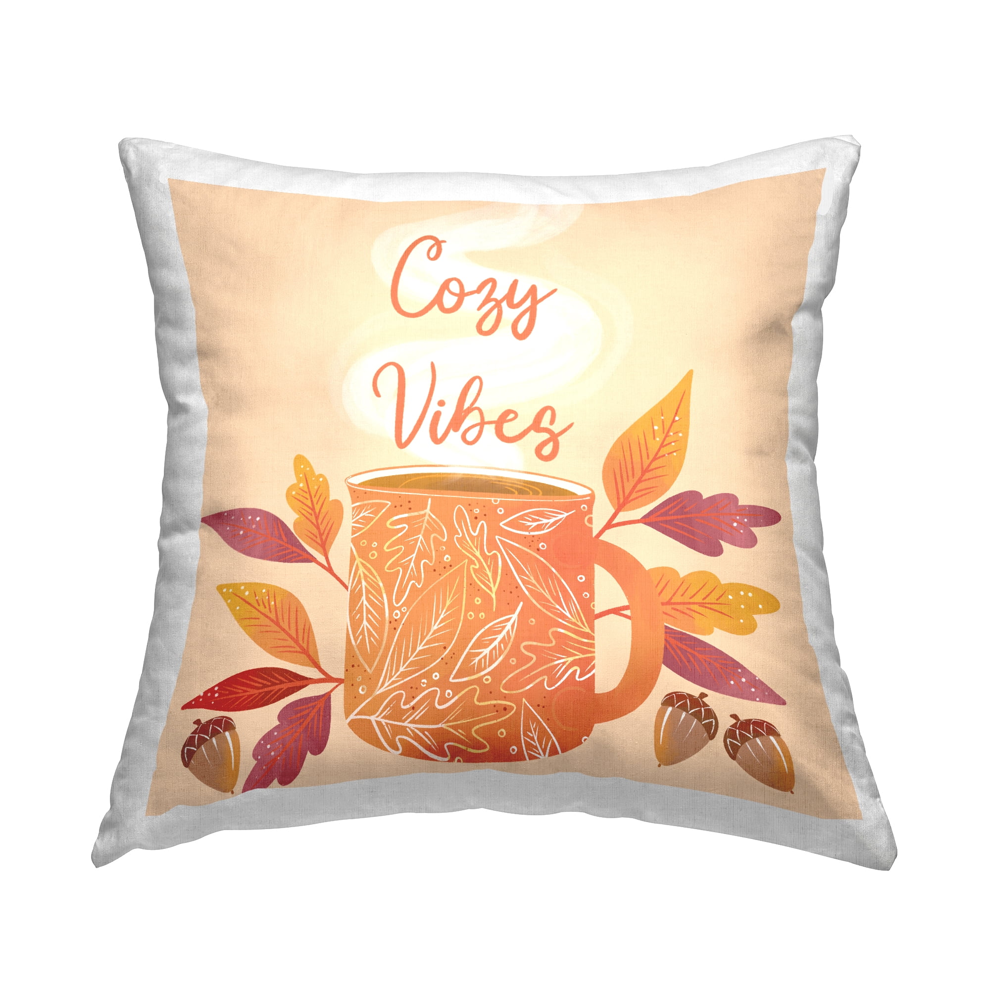 Stupell Industries Cozy Vibes Warm Autumn Coffee Botanicals Design by Dominika Godette Throw Pillow