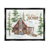 Stupell Industries Cozy Winter Cabin Phrase Landscape Painting Black Floater Framed Canvas Art Print Wall Art, 21 x 17