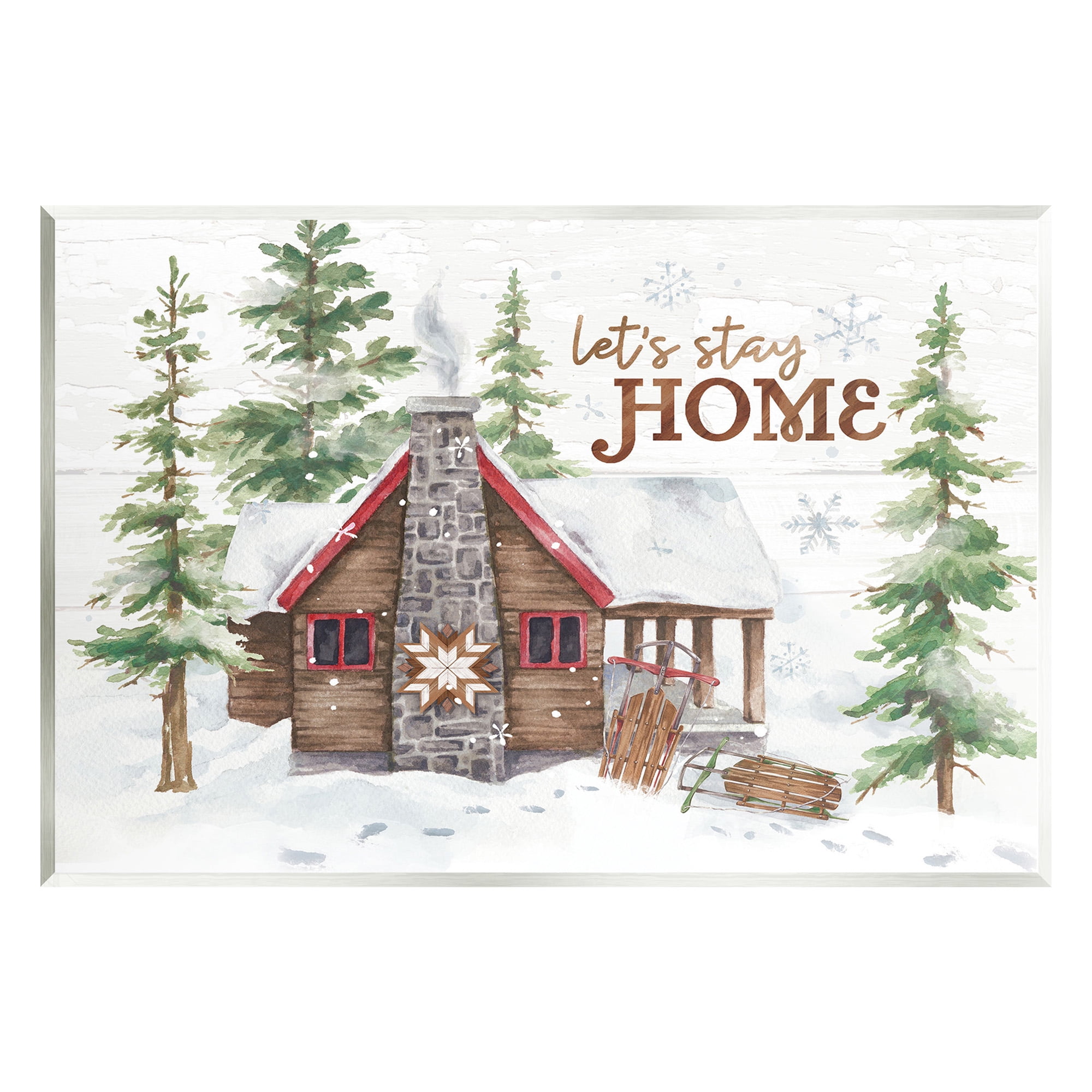 Stupell Industries Cozy Winter Cabin Phrase Landscape Painting Unframed Art Print Wall Art, 19 x 13