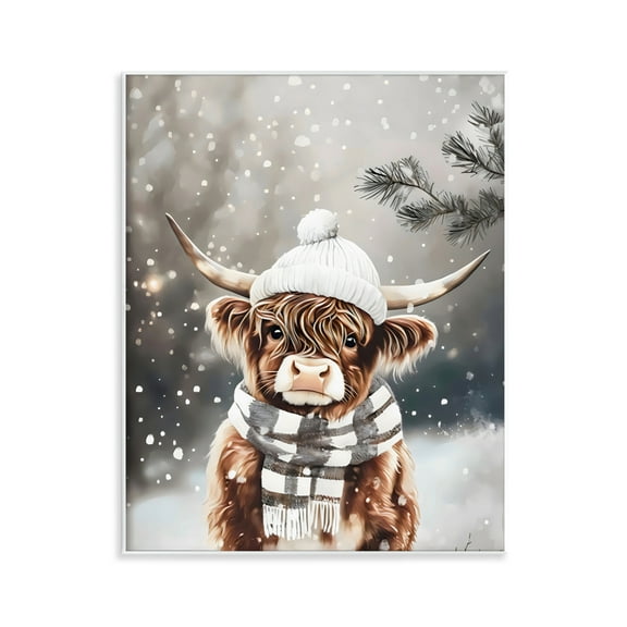 Stupell Industries Cozy Winter Highland Calf Wall Plaque Art, design by Arlington Prints