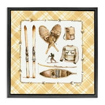 Stupell Industries Cozy Winter Sports Sports Painting Black Floater Framed Canvas Art Print Wall Art, 18 x 18