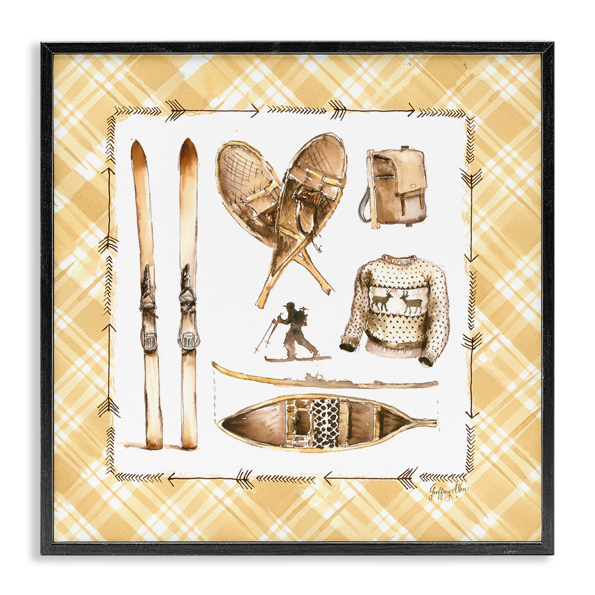 Stupell Industries Cozy Winter Sports Sports Painting Black Framed Art Print Wall Art, 12 x 12