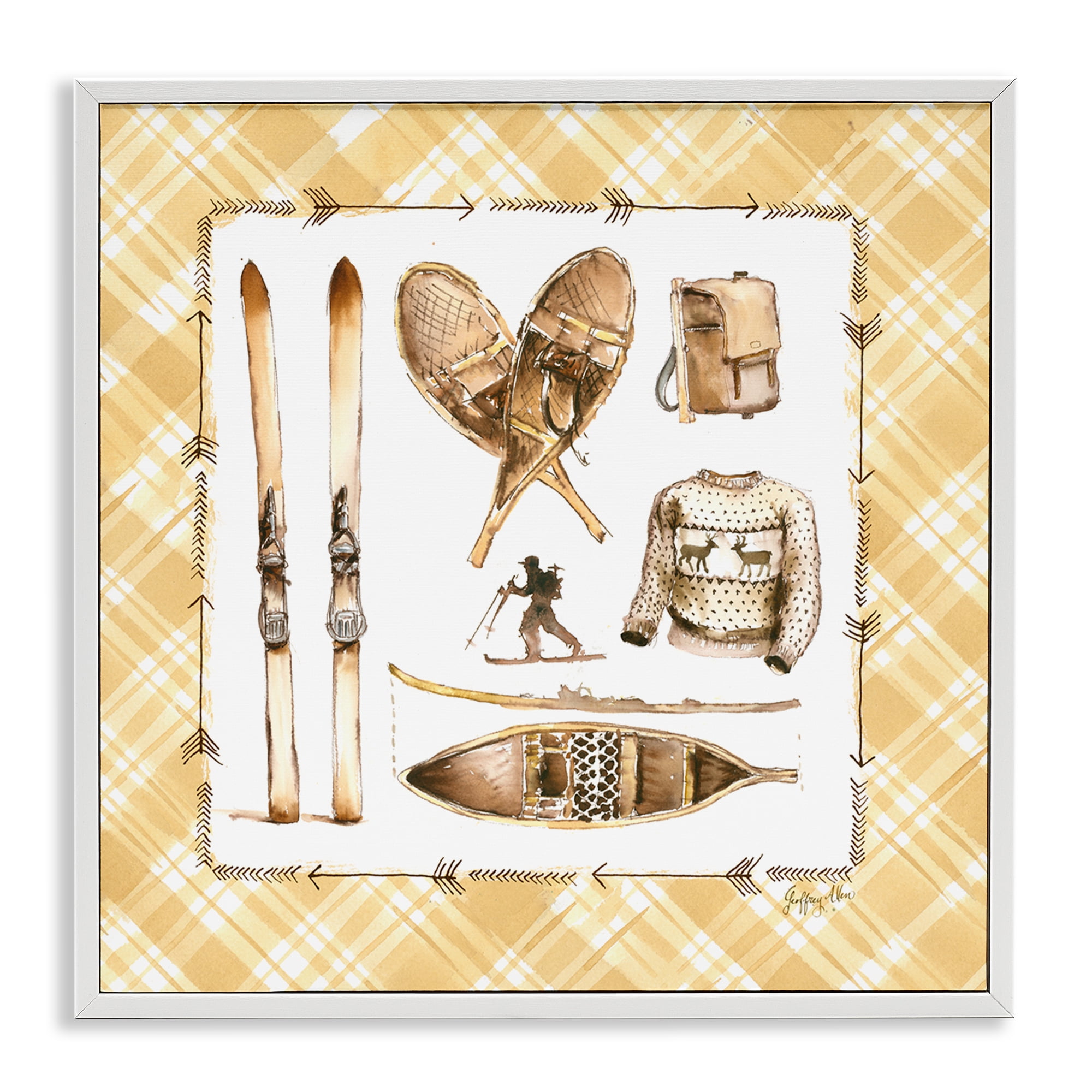 Stupell Industries Cozy Winter Sports Sports Painting White Framed Art Print Wall Art, 24 x 24