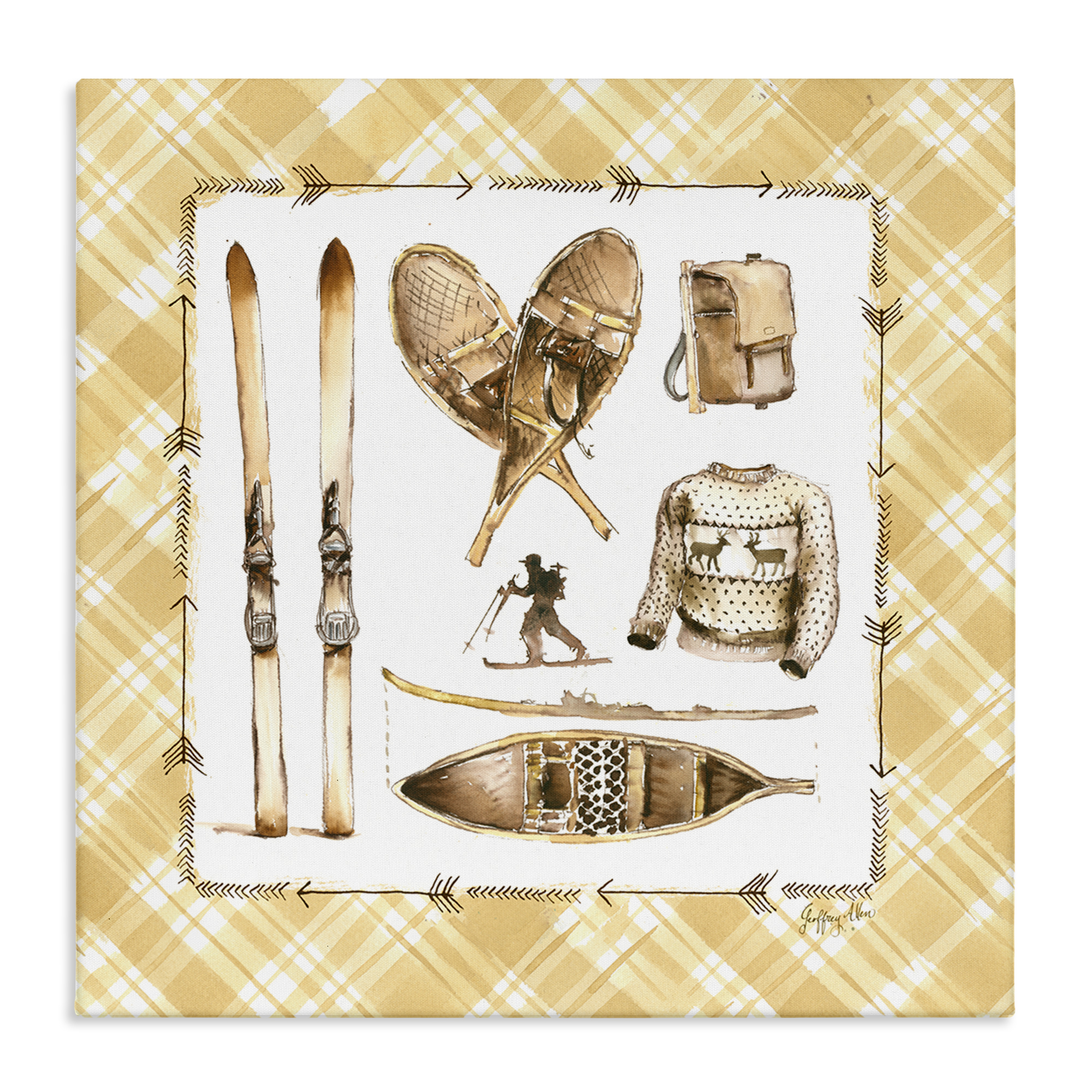 Stupell Industries Cozy Winter Sports Sports Painting Wrapped Canvas Art Print Wall Art, 24 x 24