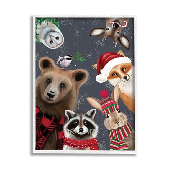 Stupell Industries Cozy Woodland Creatures Patterned Graphic Art White Framed Art Print Wall Art, Design by Elizabeth Tyndall